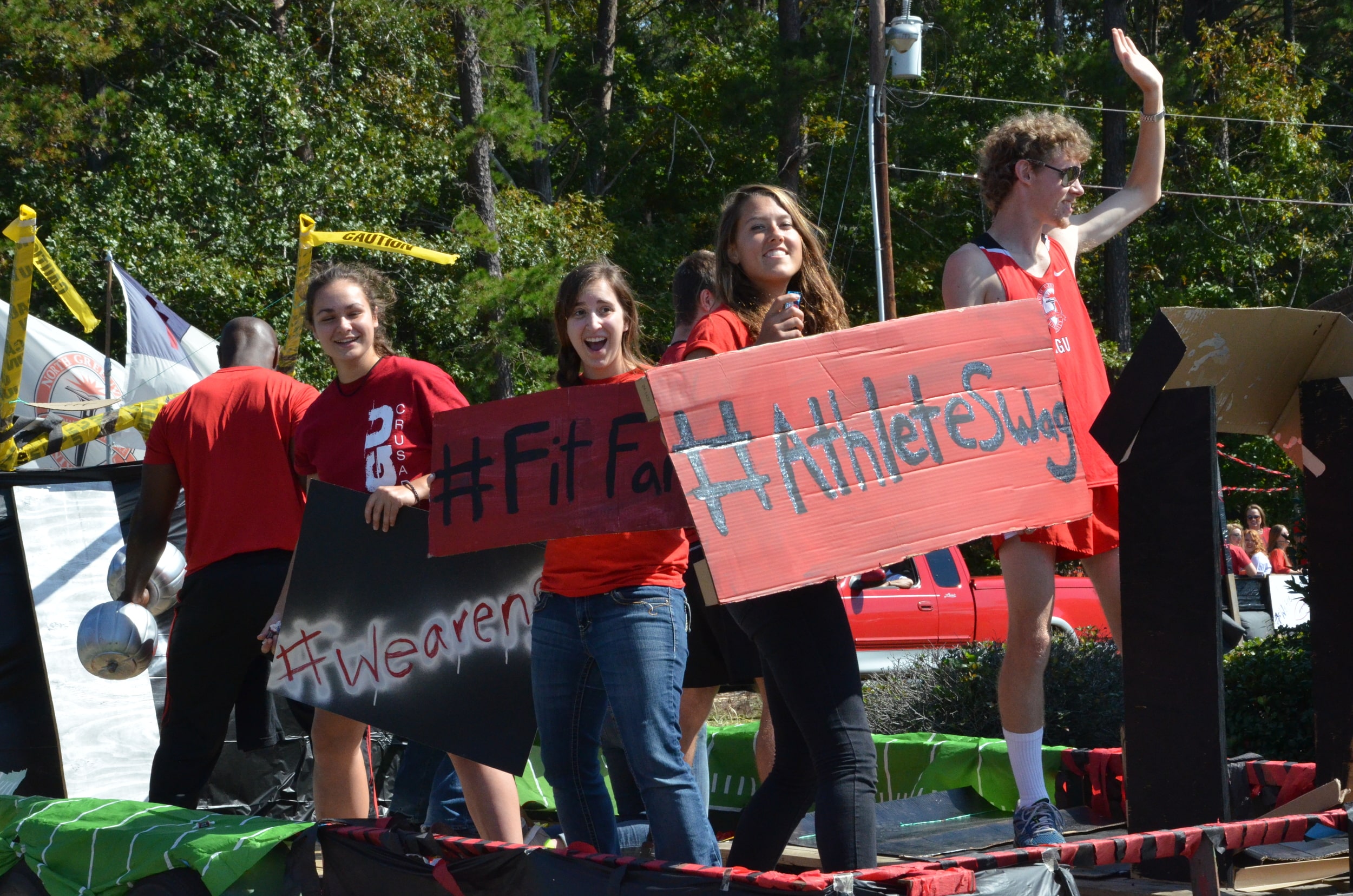  The Health and Wellness Team shows off its excitement to be in the parade. 