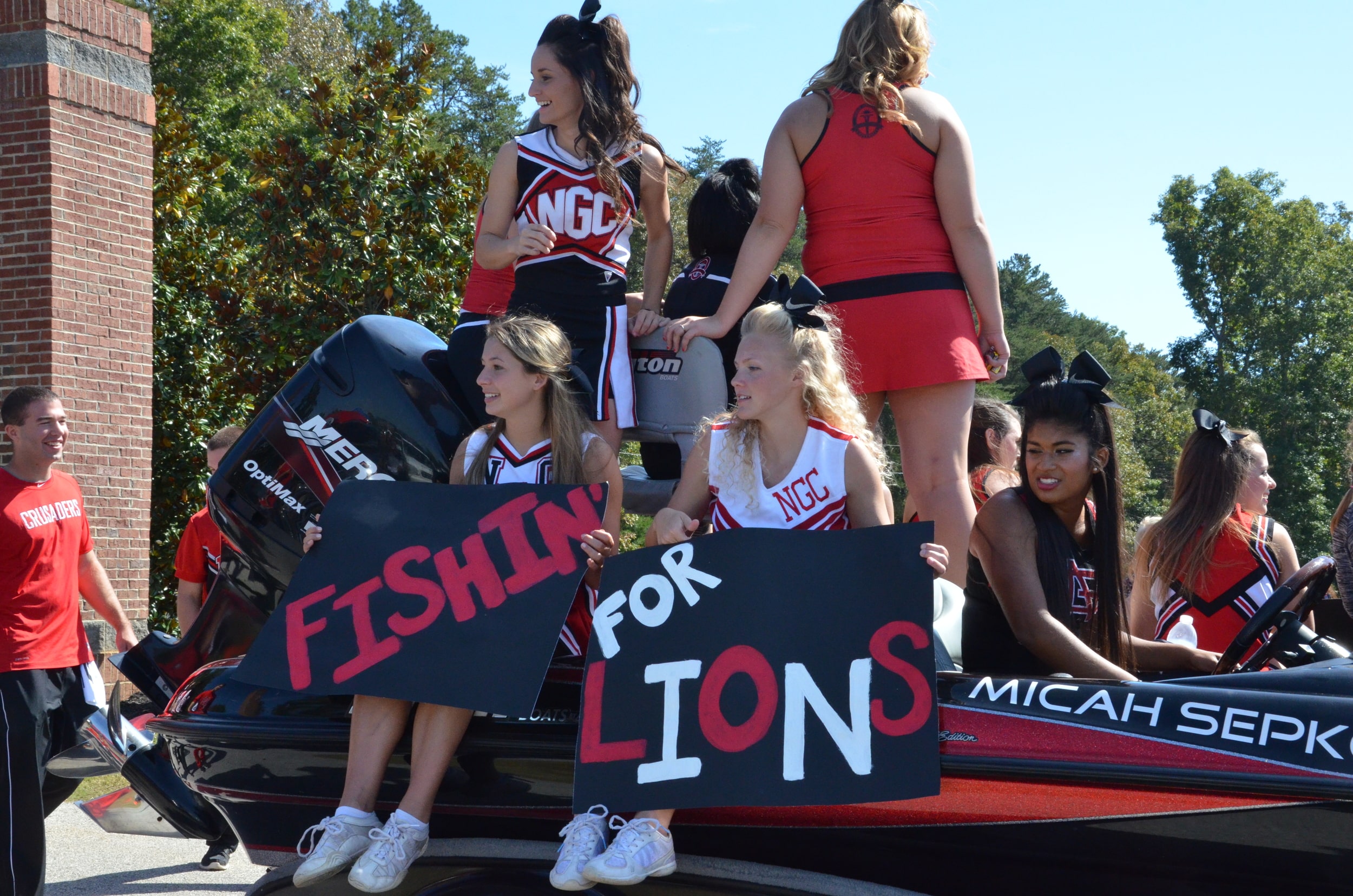  These cheerleaders will be fishing for some Lions during the big football game. 