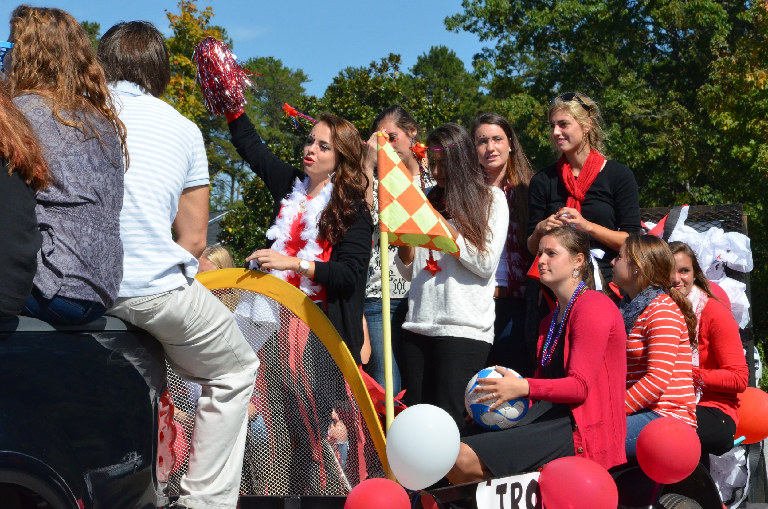  There are a lot of people on this float but it doesn't seem to bother anyone.    