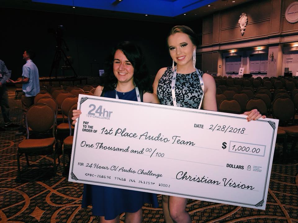 Senior Elizabeth Nelsen and sophomore Bethany Lipscomb won first place in the 24-hour audio challenge, receiving a prize of $1,000.