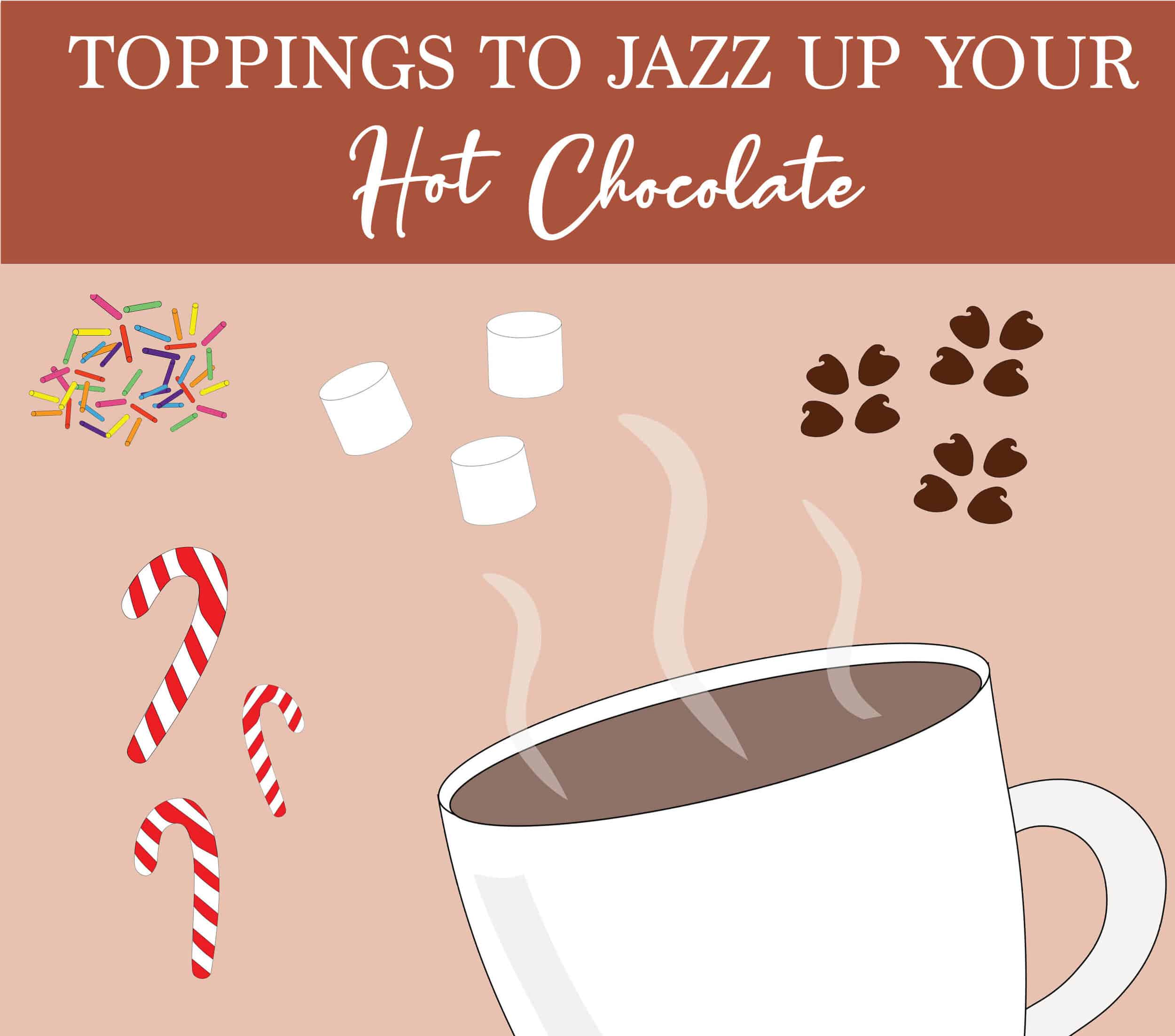 National Hot Chocolate Day is January 31, 2020. Join the celebration and spice up your hot chocolate with these topping suggestions.
