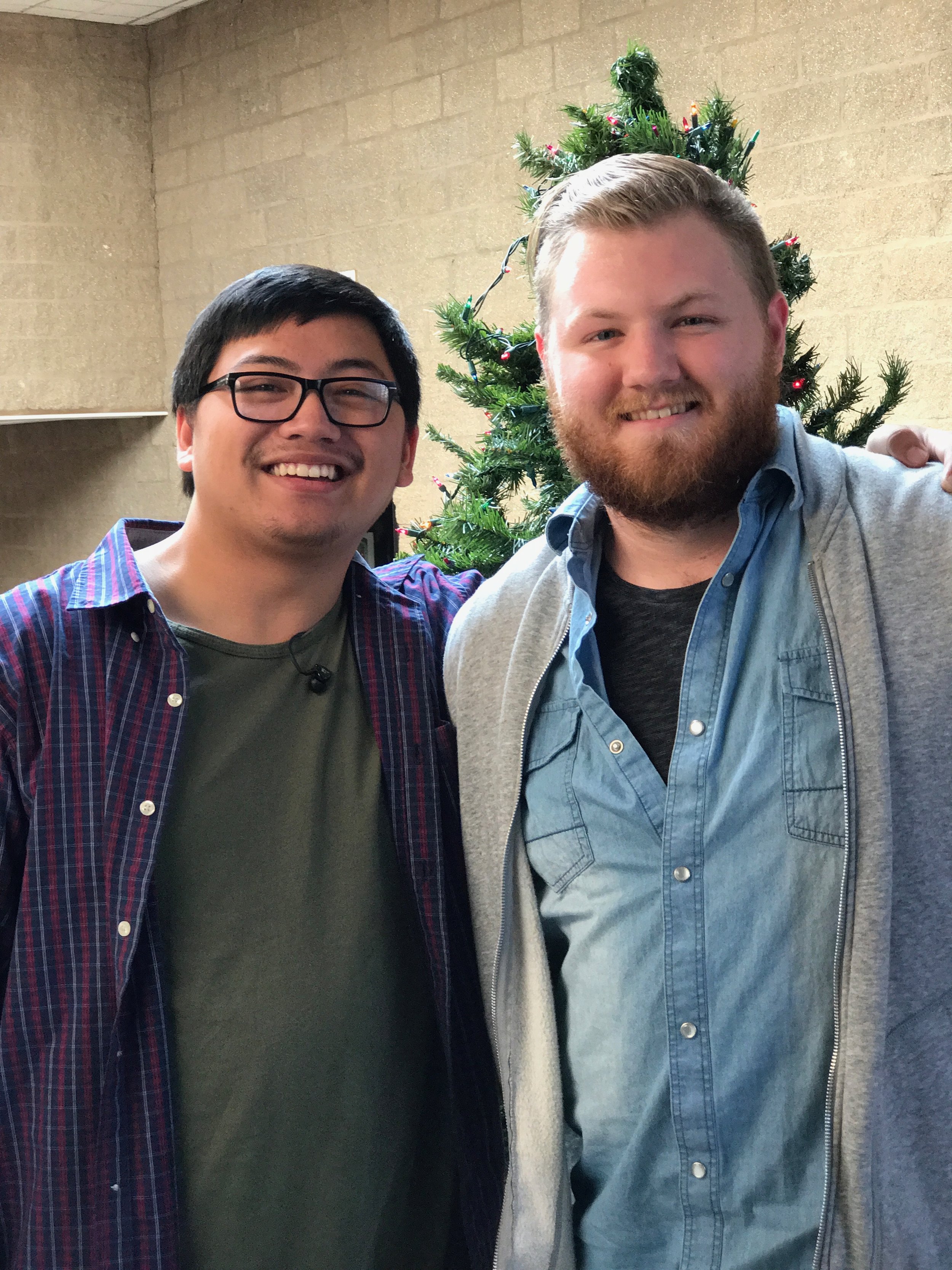 Dalton Kelly and Kieffer Mendoza pose for a picture after lunch on Sunday.