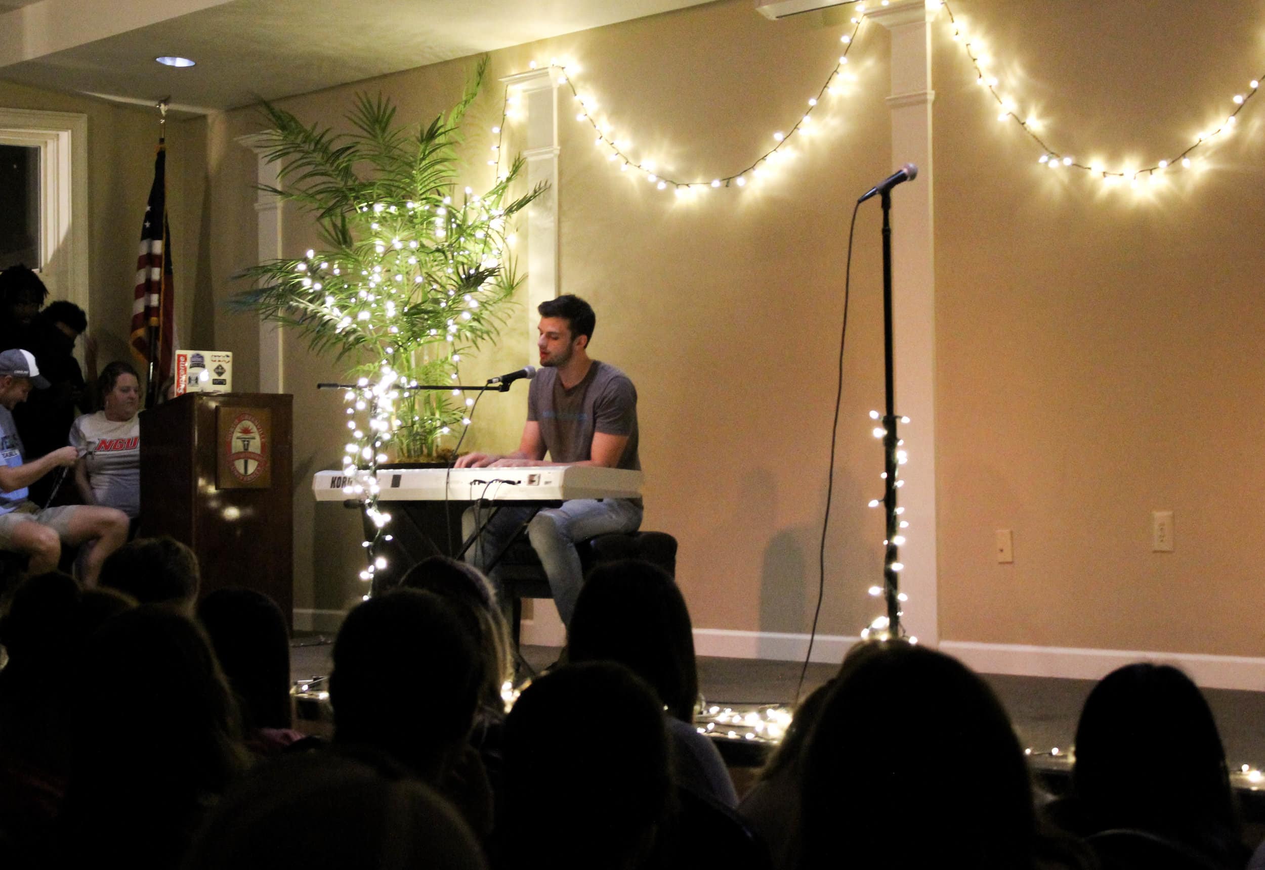 Senior, Philip Skinner played piano and sang a song from Cinderella.