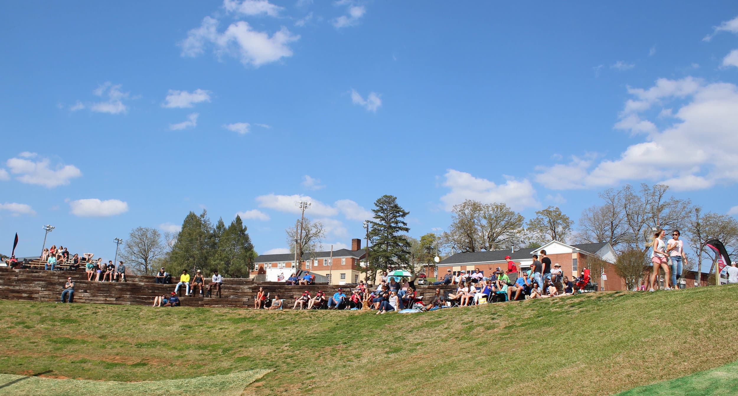 Many students took advantage of the nice weather and a day of no classes to watch the Crusaders play.