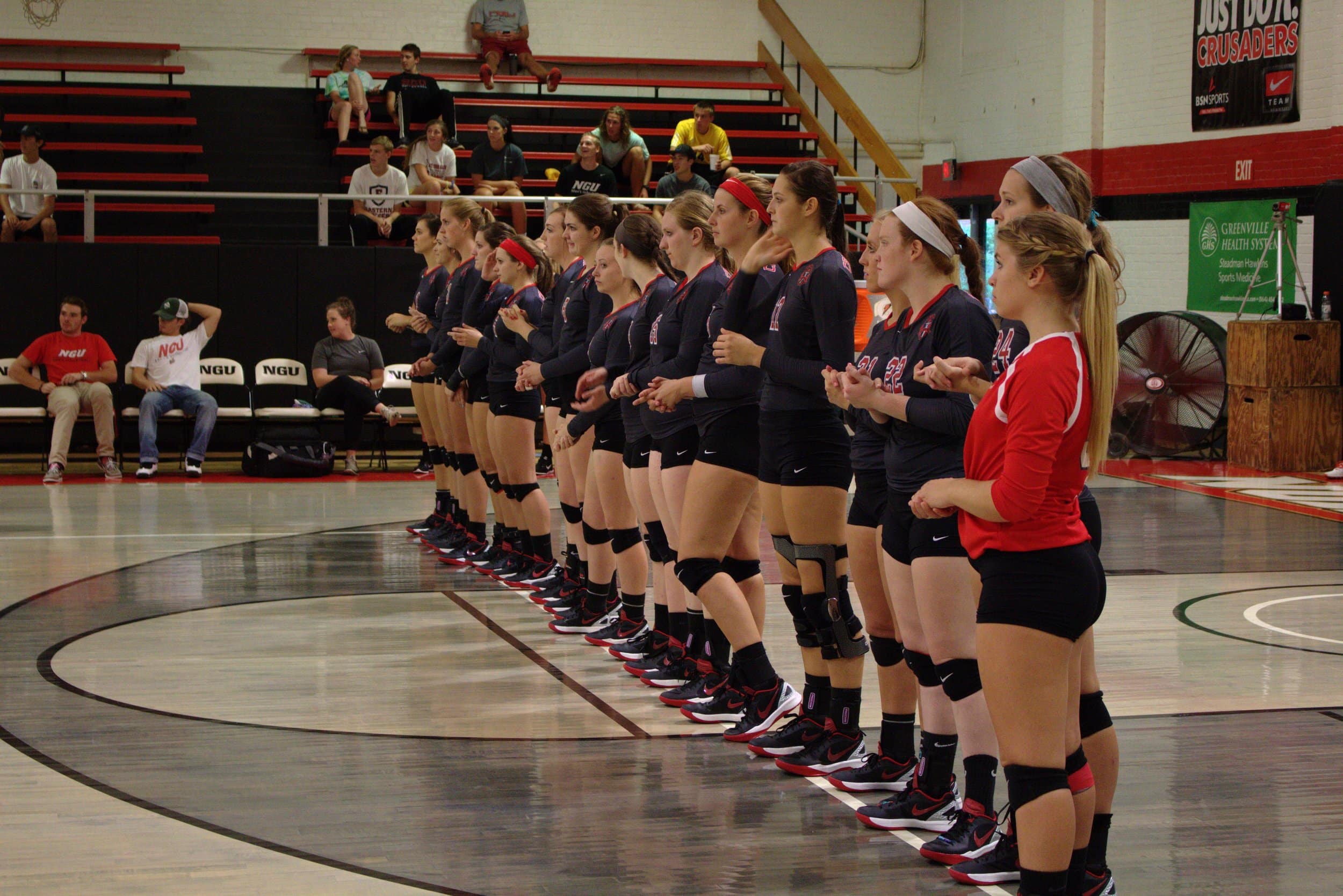  The Lady Crusaders line up to begin the match.&nbsp; 
