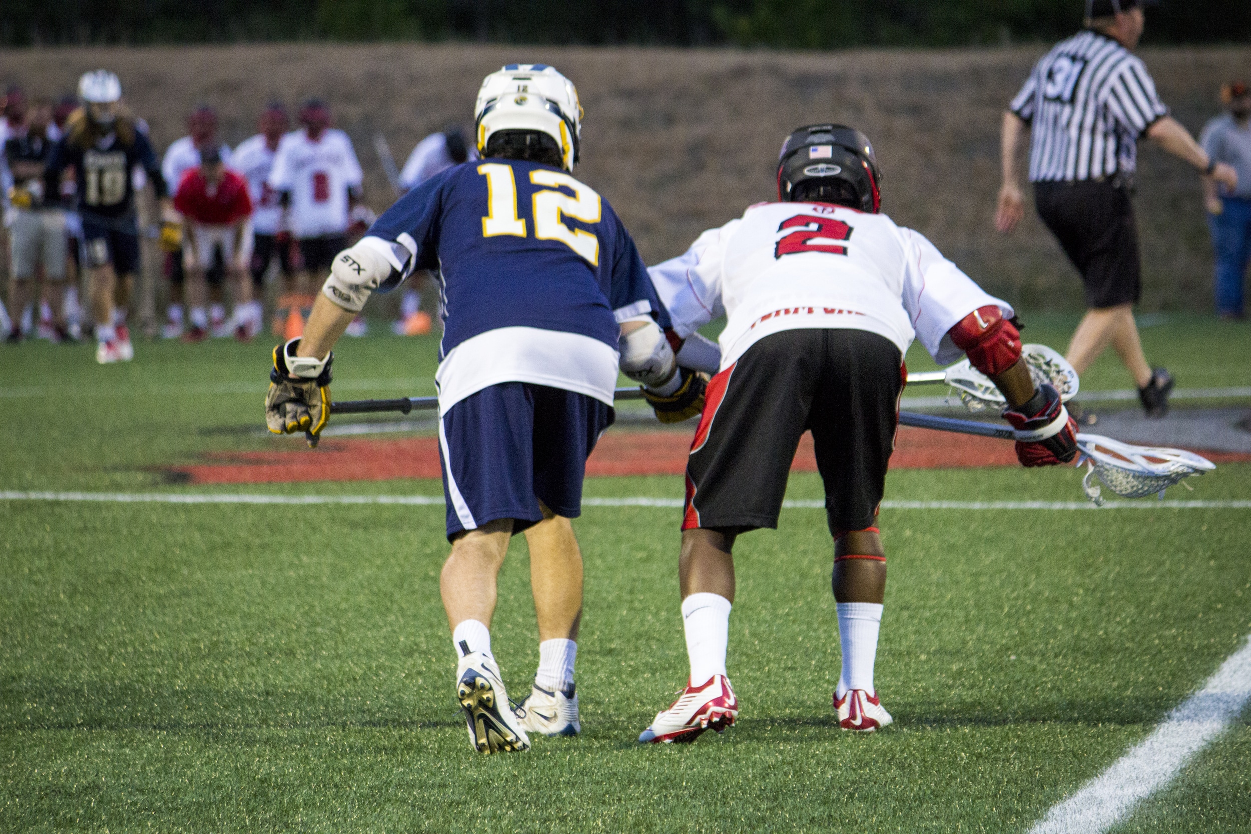  Junior Steven Townes bodies up against #12 before the ref drops the ball.&nbsp; 