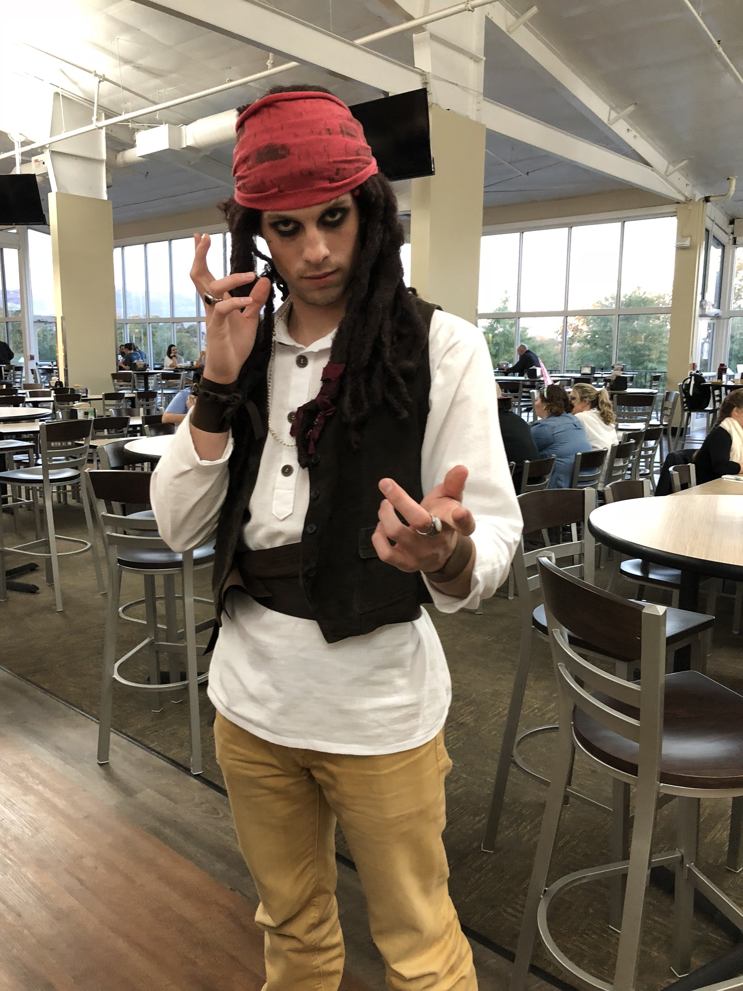 Sophomore Quinn Varnado channels his inner Johnny Depp with the addition of guy-liner.&nbsp;