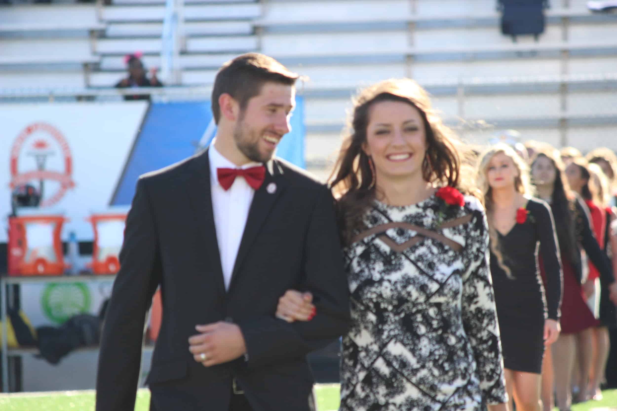  Hannah Mashburn was escorted on the field during the ceremony. 