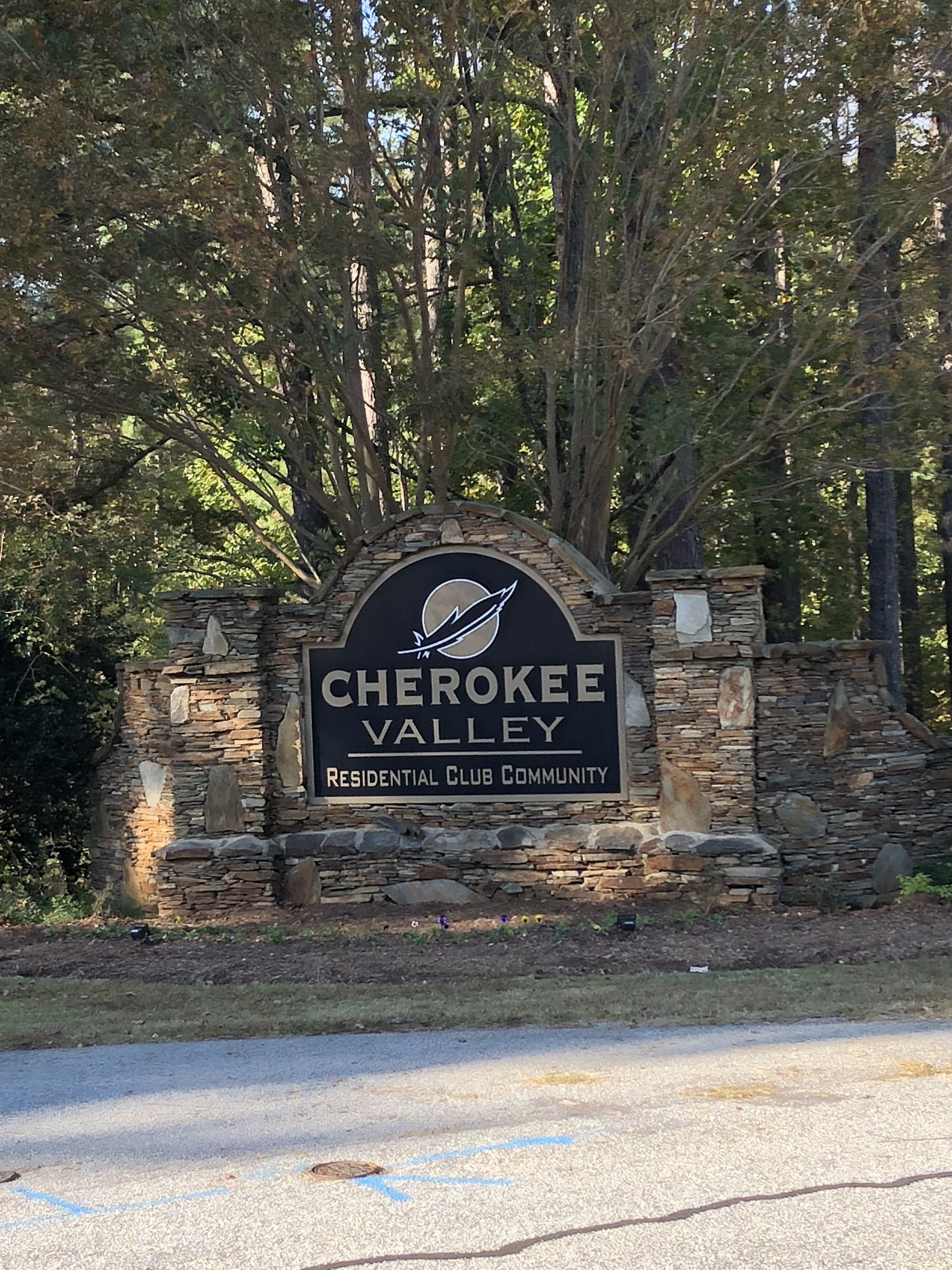 Road sign of the Cherokee Valley Residential Country Club.