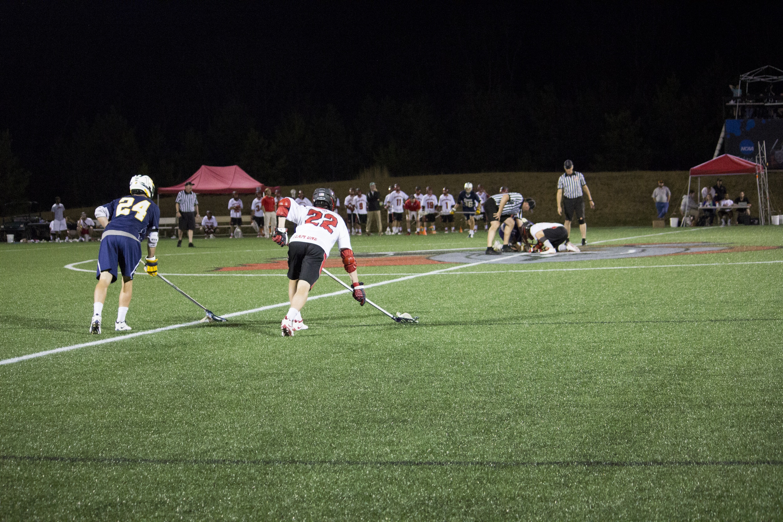  Freshman Allen McBride gets in position to race towards the center to gain possession of the ball.&nbsp; 