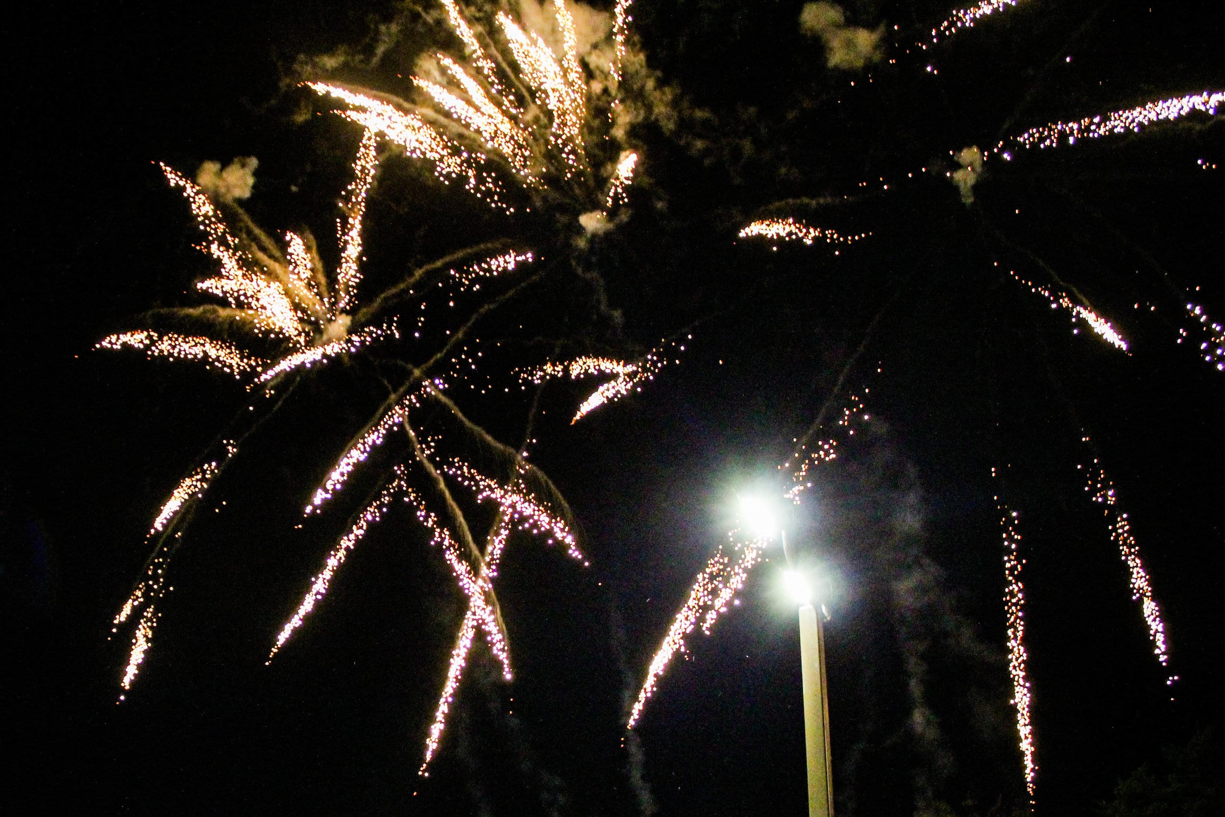 Homecoming week festivities began as fireworks were set off.