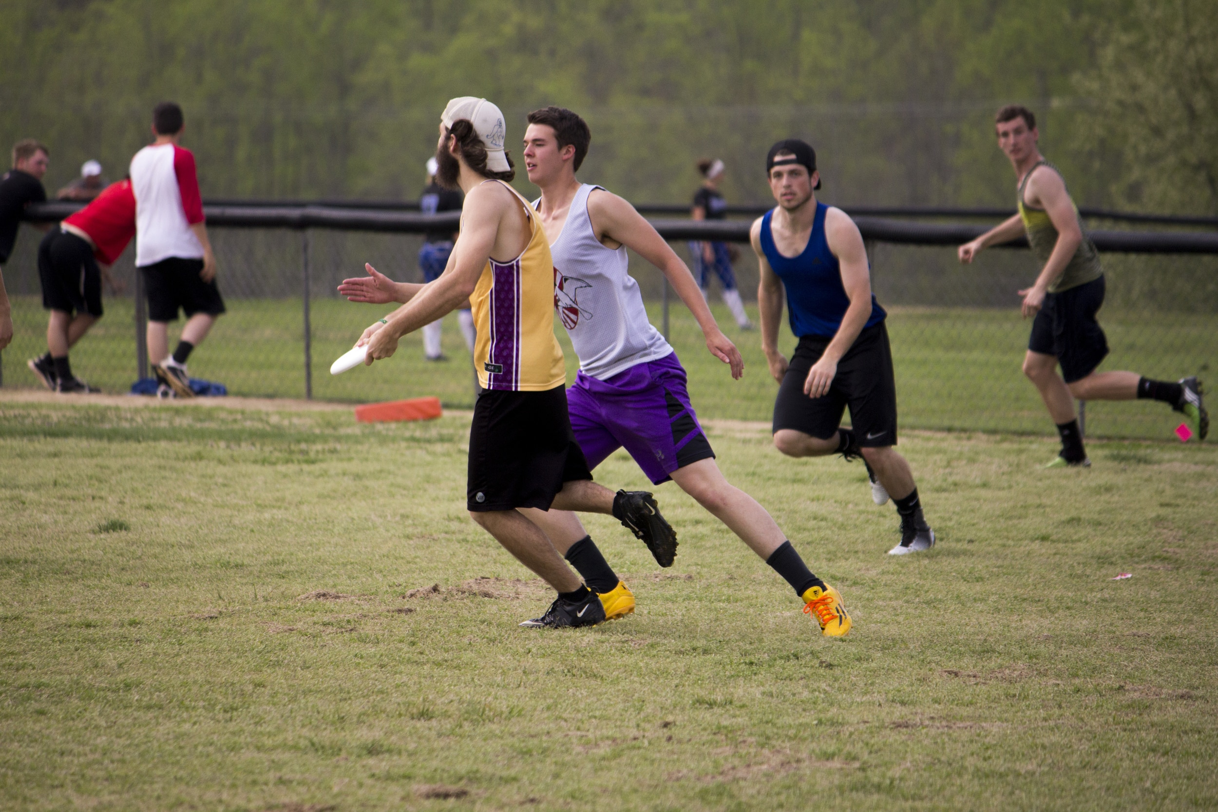  Senior&nbsp;Eric Payne looks downfield to pass to one of his members. 