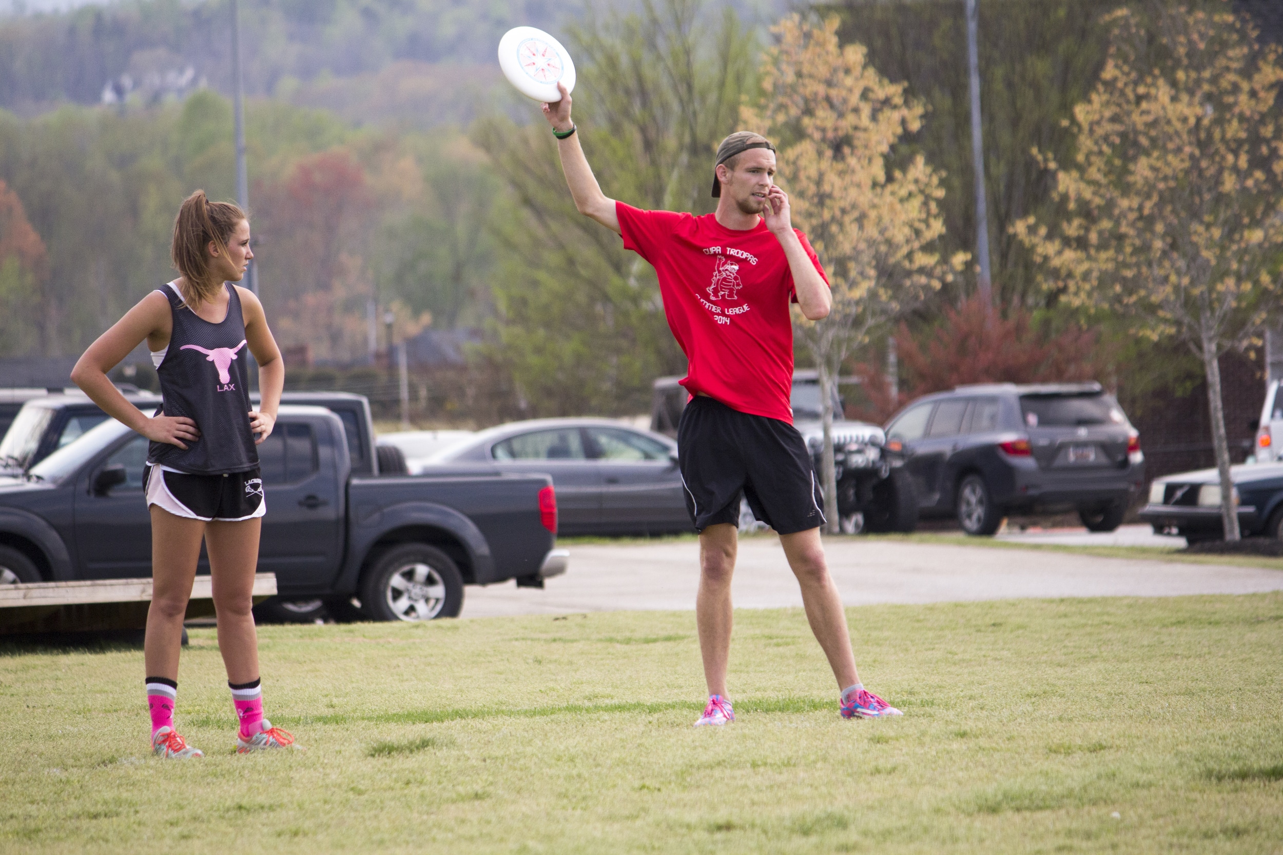  Tanner Furr signals for the throw to begin the play.&nbsp; 