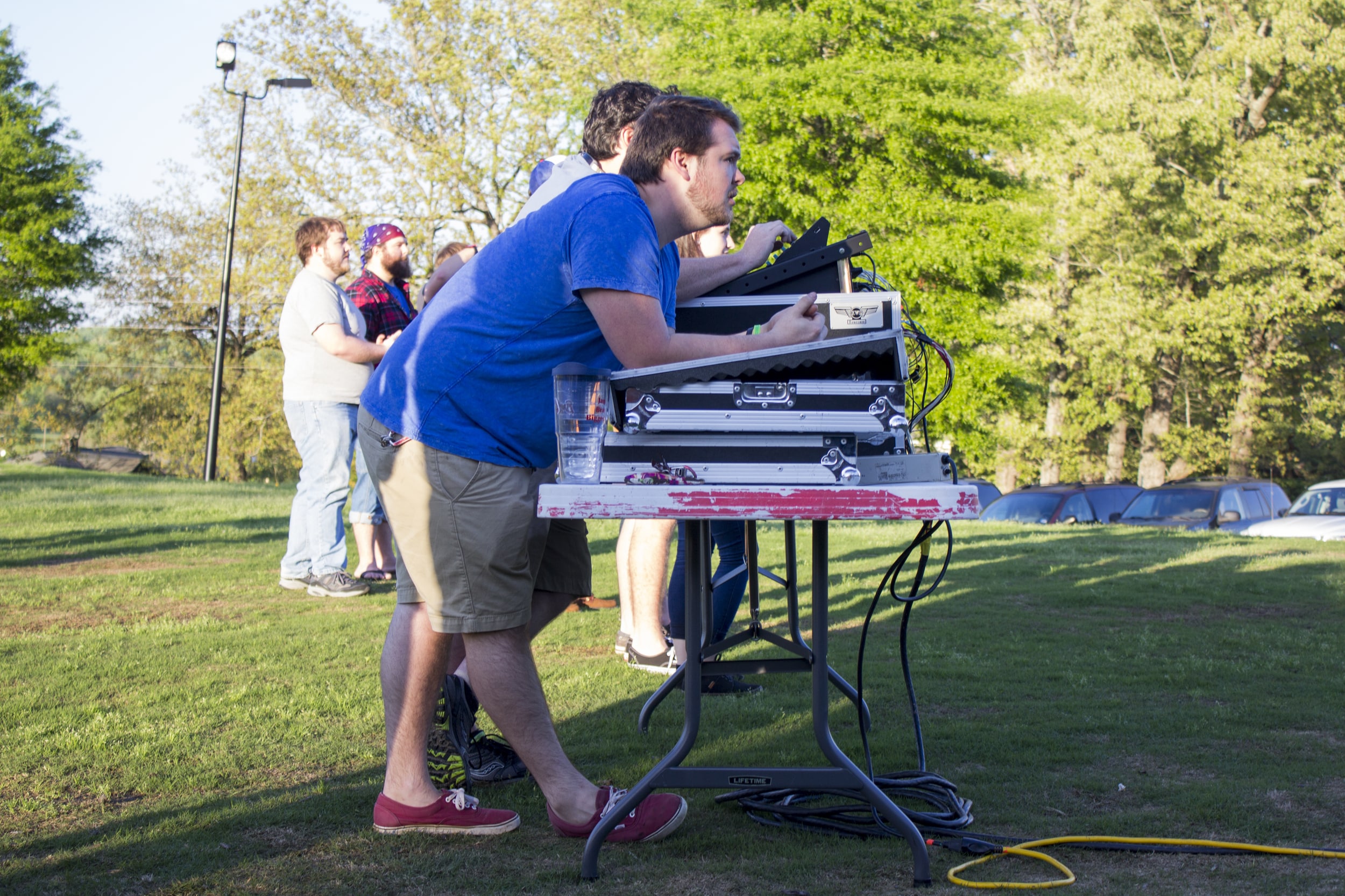  The sound guys on the Media Team do one last check to make sure the event will run smoothly.&nbsp; 