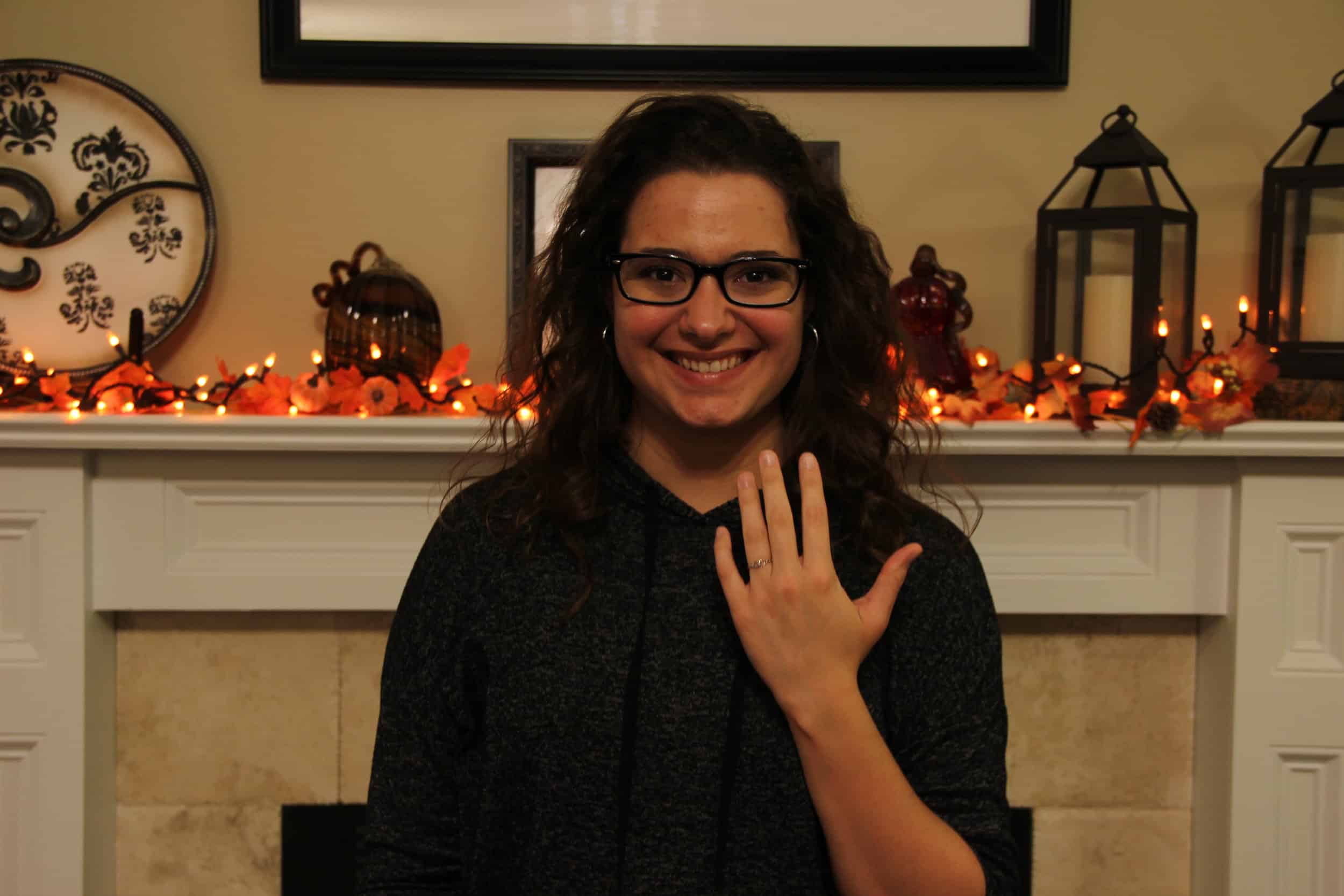 Rachel Daniel (Freshman - Broadcast Media)&nbsp;posing with a ring her dad bought her for a graduation gift.