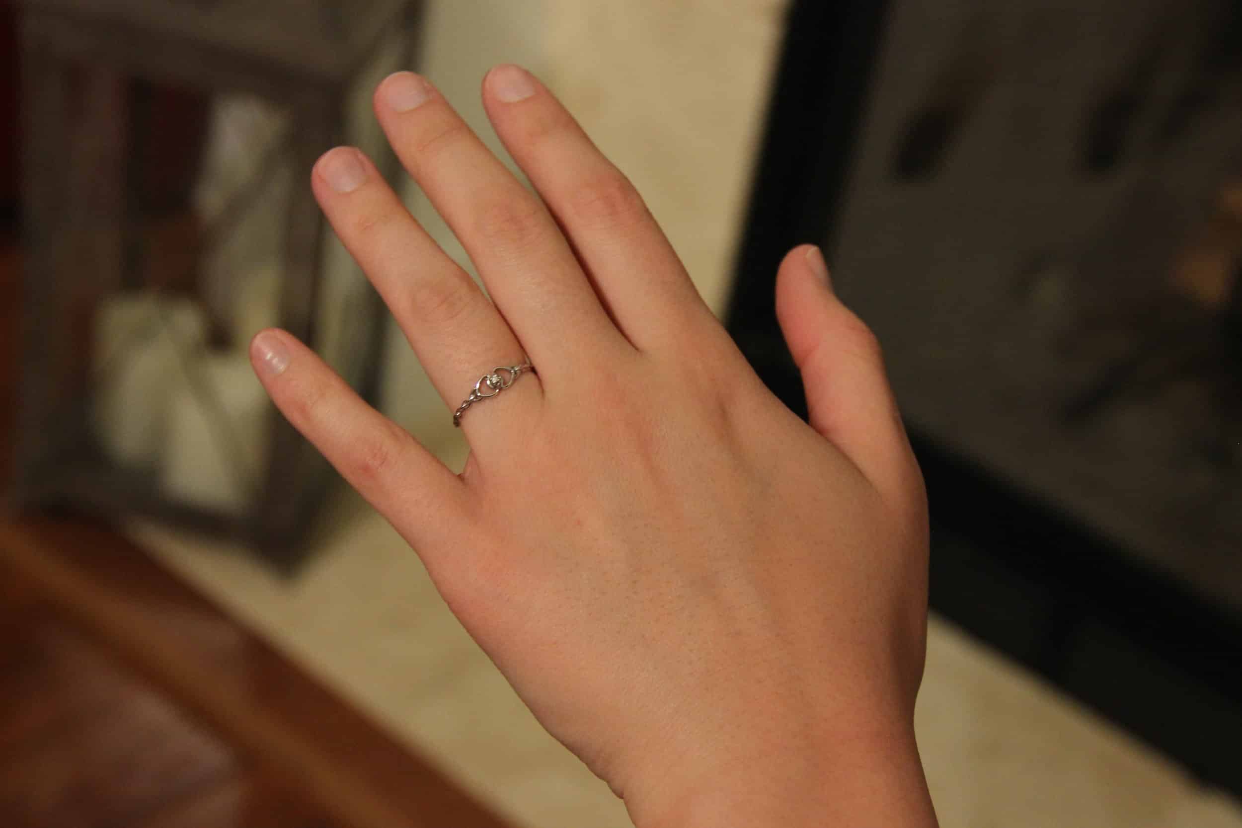 Rachel Daniel (Freshman - Broadcast Media)&nbsp;posing with a ring her dad bought her for a graduation gift.