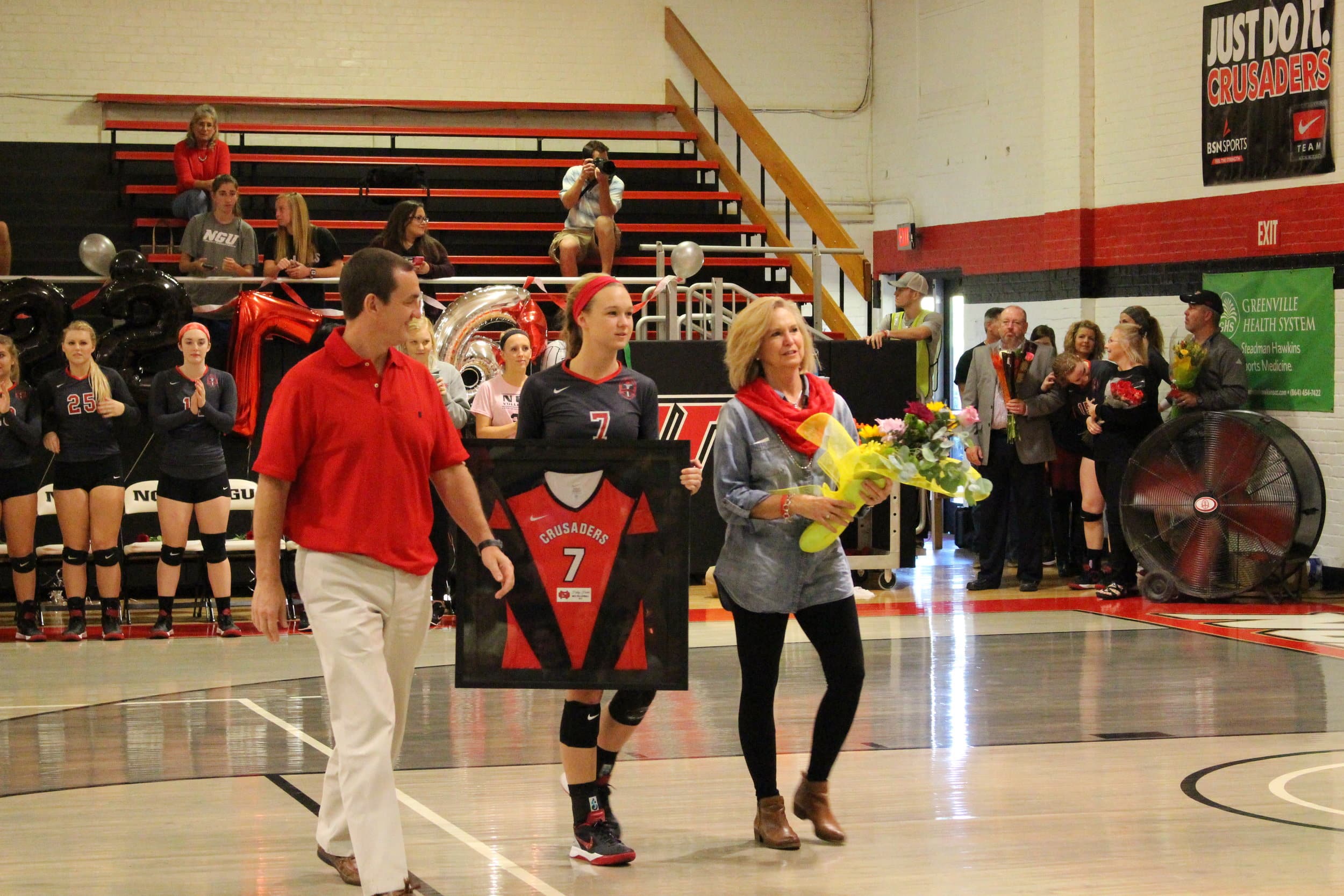  Haley Hester joined her mother in the line up with other seniors and their parents.&nbsp; 