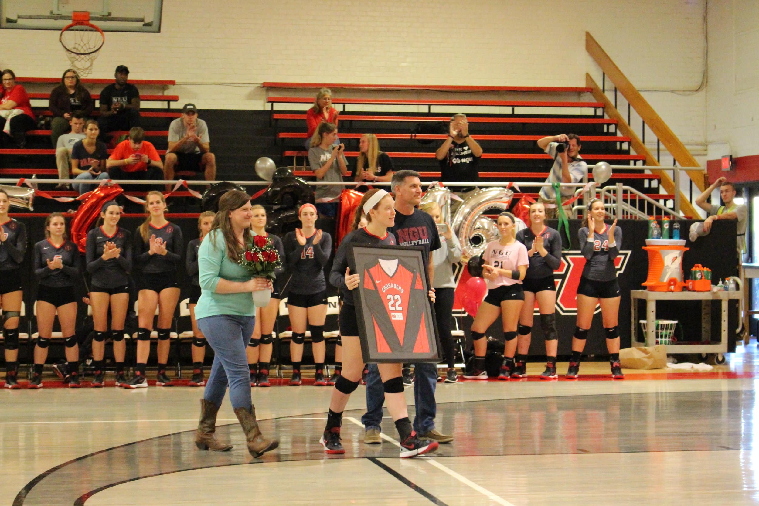  Madison Pogue joined by her father and sister. 