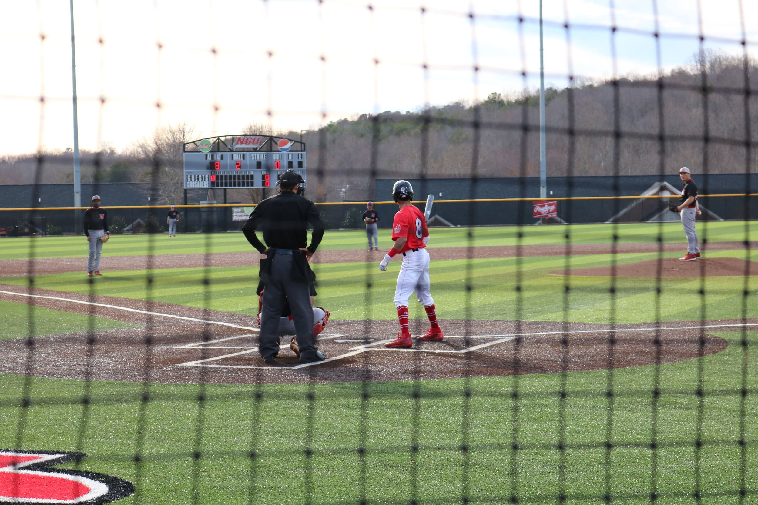 Sophomore Jeremy Whitehead (8) , steps up to bat as the first batter of the season.