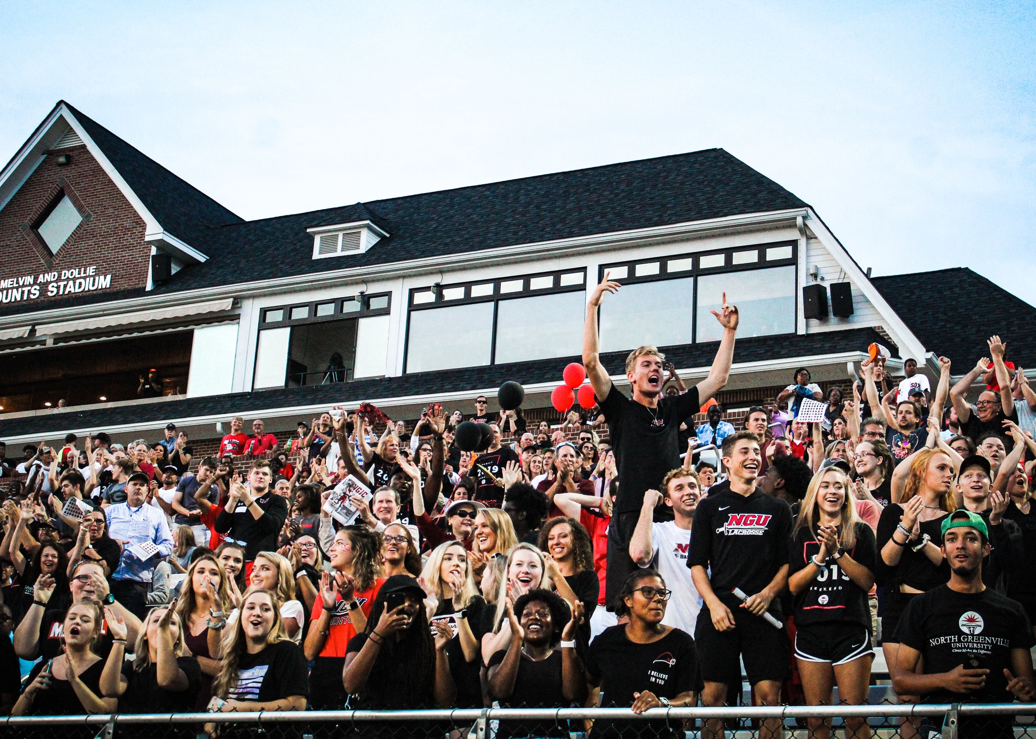 The student section cheering after a Crusader touchdown.