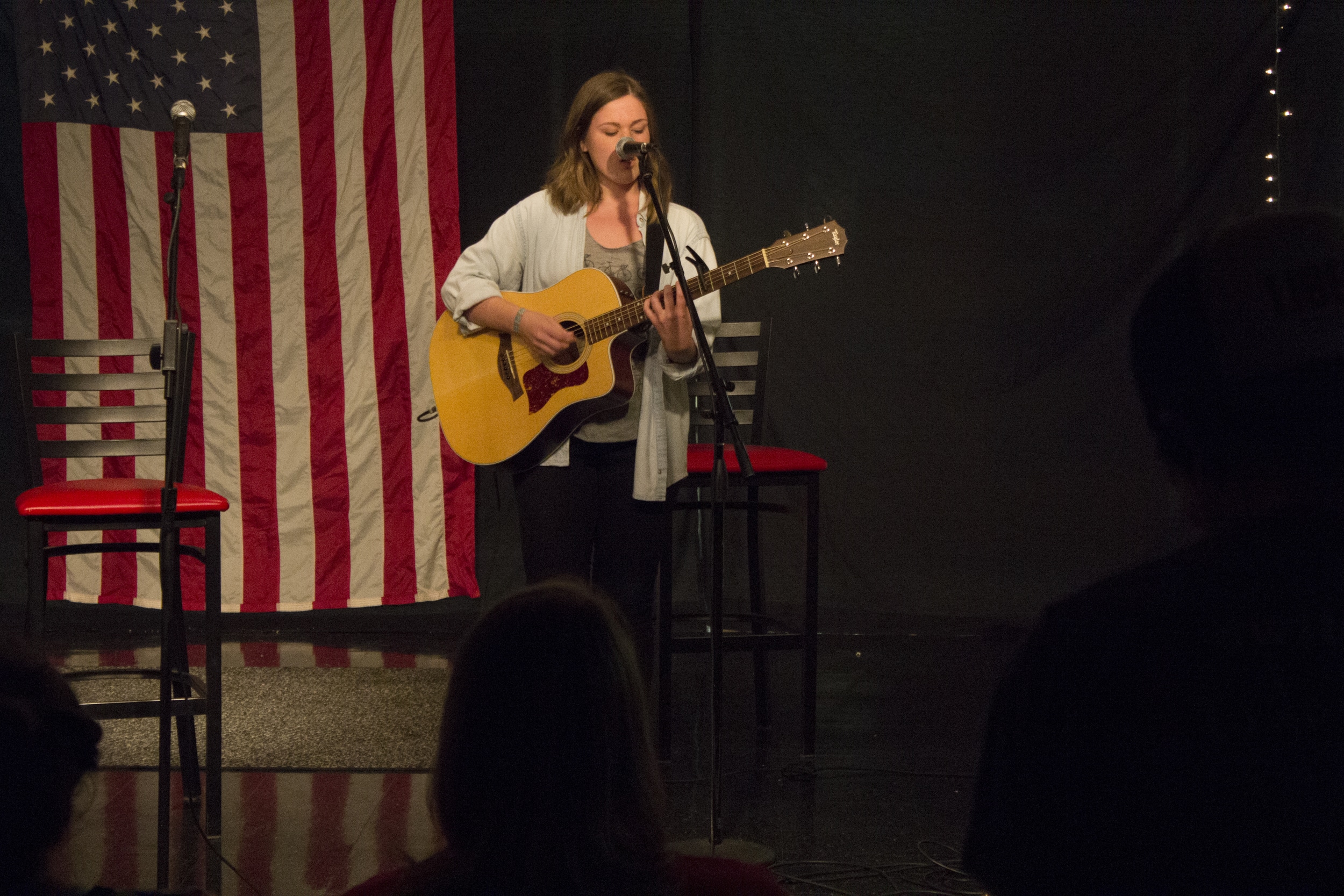  Morgan McNorrill yet again enchants the audience with her performance of "Skinny Love." Although several individuals in the audience have not heard of this song before they enjoyed the chance to expand their horizons.&nbsp; 
