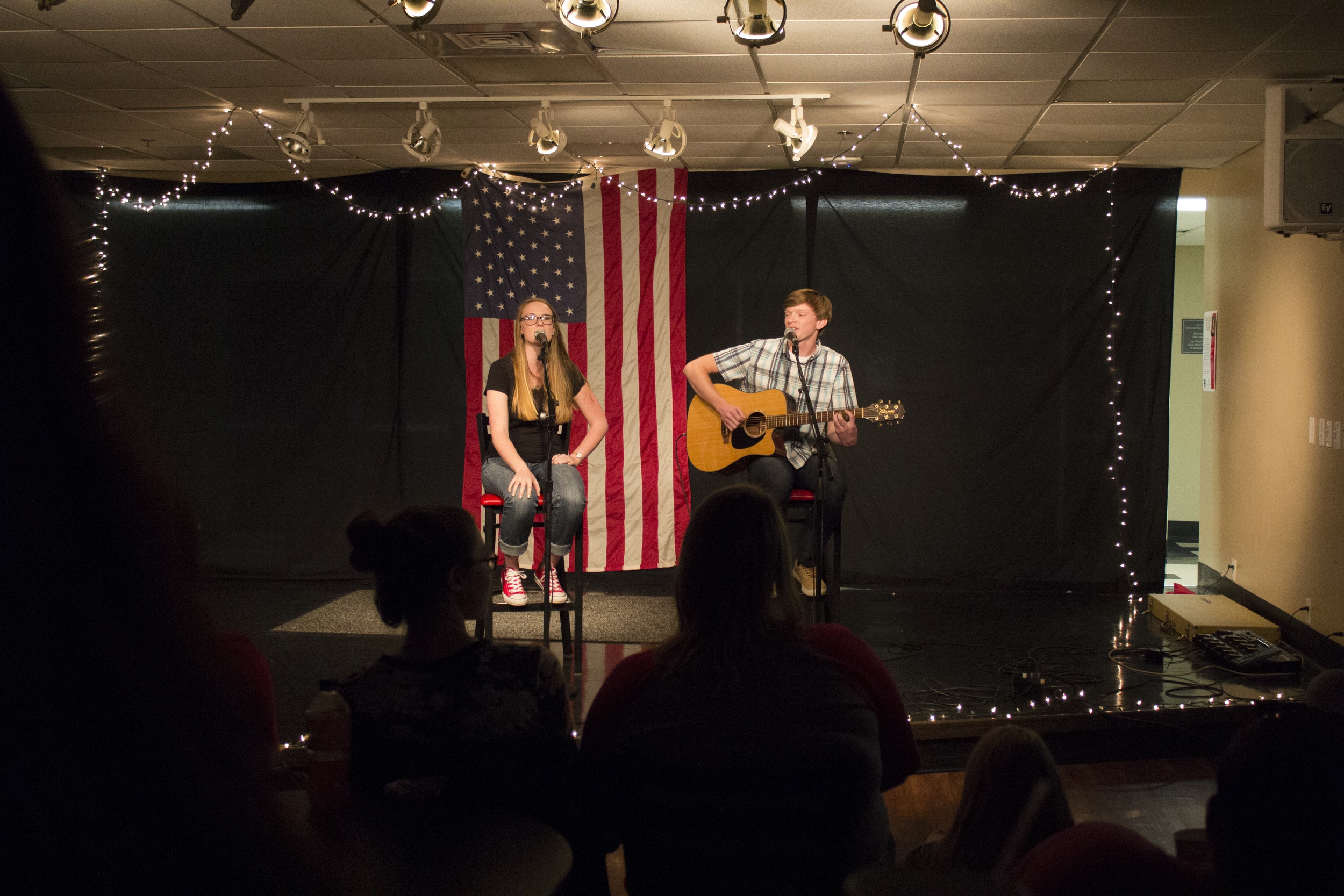  Siblings Hudson and Carole Anne Tankersley sing a duet of one of Ed Sheeran's songs from one of his first albums. Their rendition of "Lego House" brought many reminiscent smiles from the audience, who joined in singing.&nbsp; 