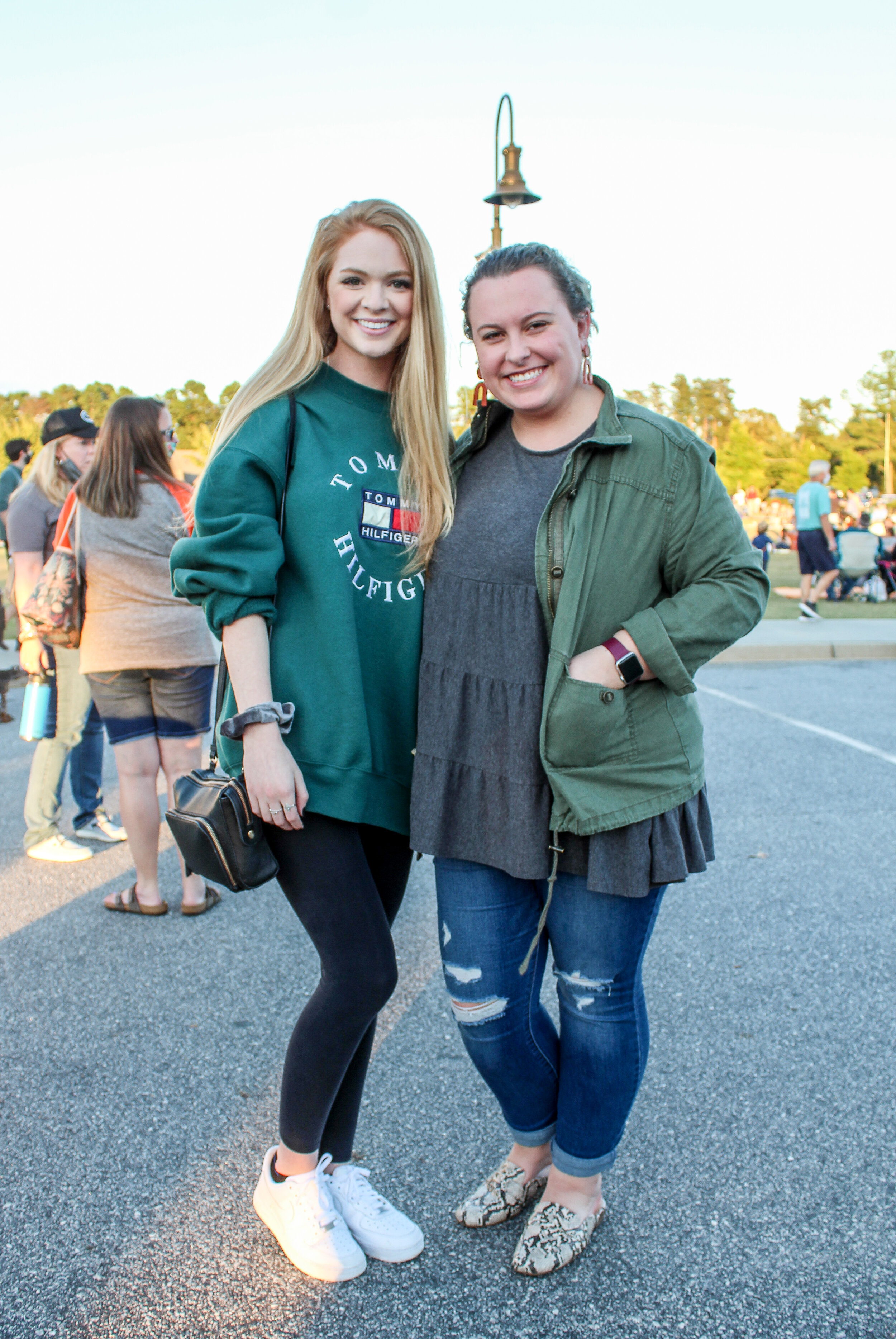 Taylor Loughry and Katie Ingle, mass communications students at North Greenville University, attend the Food Truck Rally together.