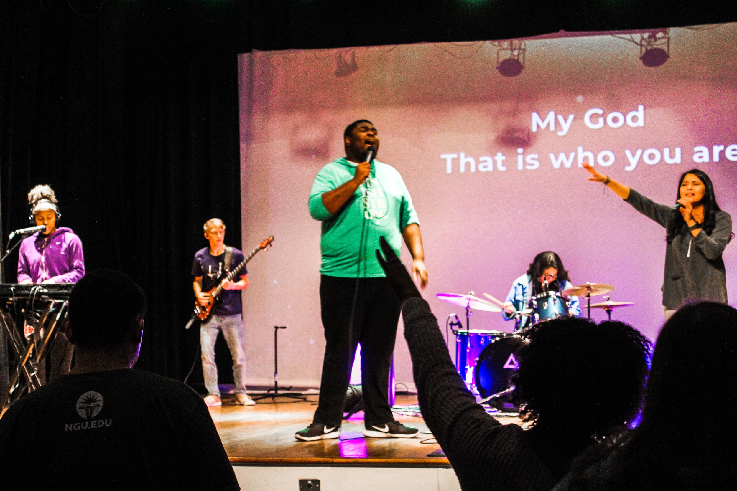 Way Maker being performed by the worship team.