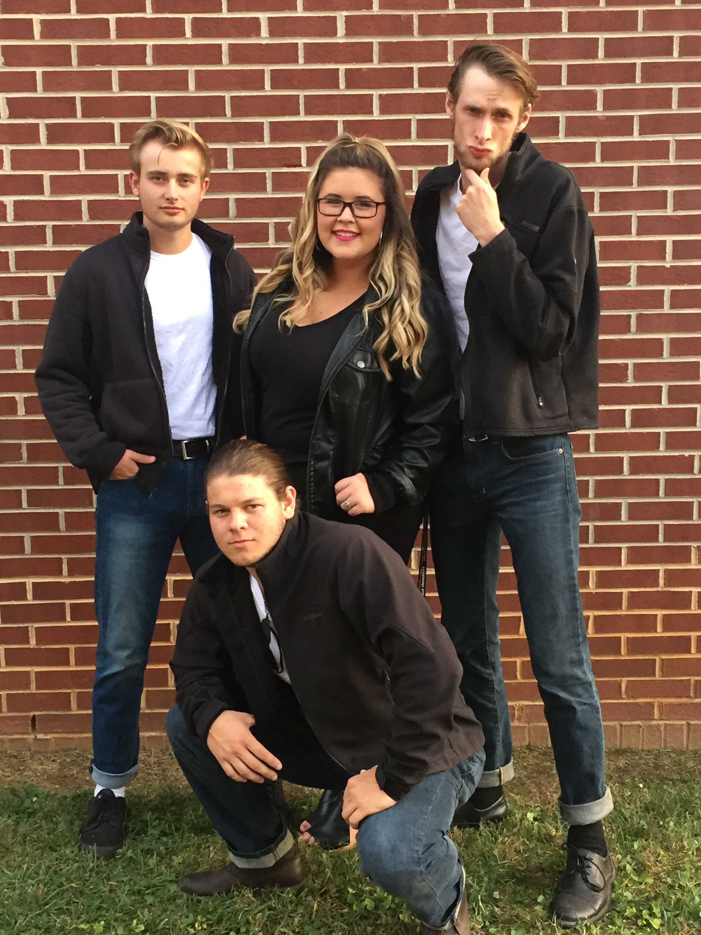 Ross Smith (junior), Andrew Kneece (junior), Cameron Burroughs (junior), and Cody Pendarvis (junior) dress as characters from the movie Grease.