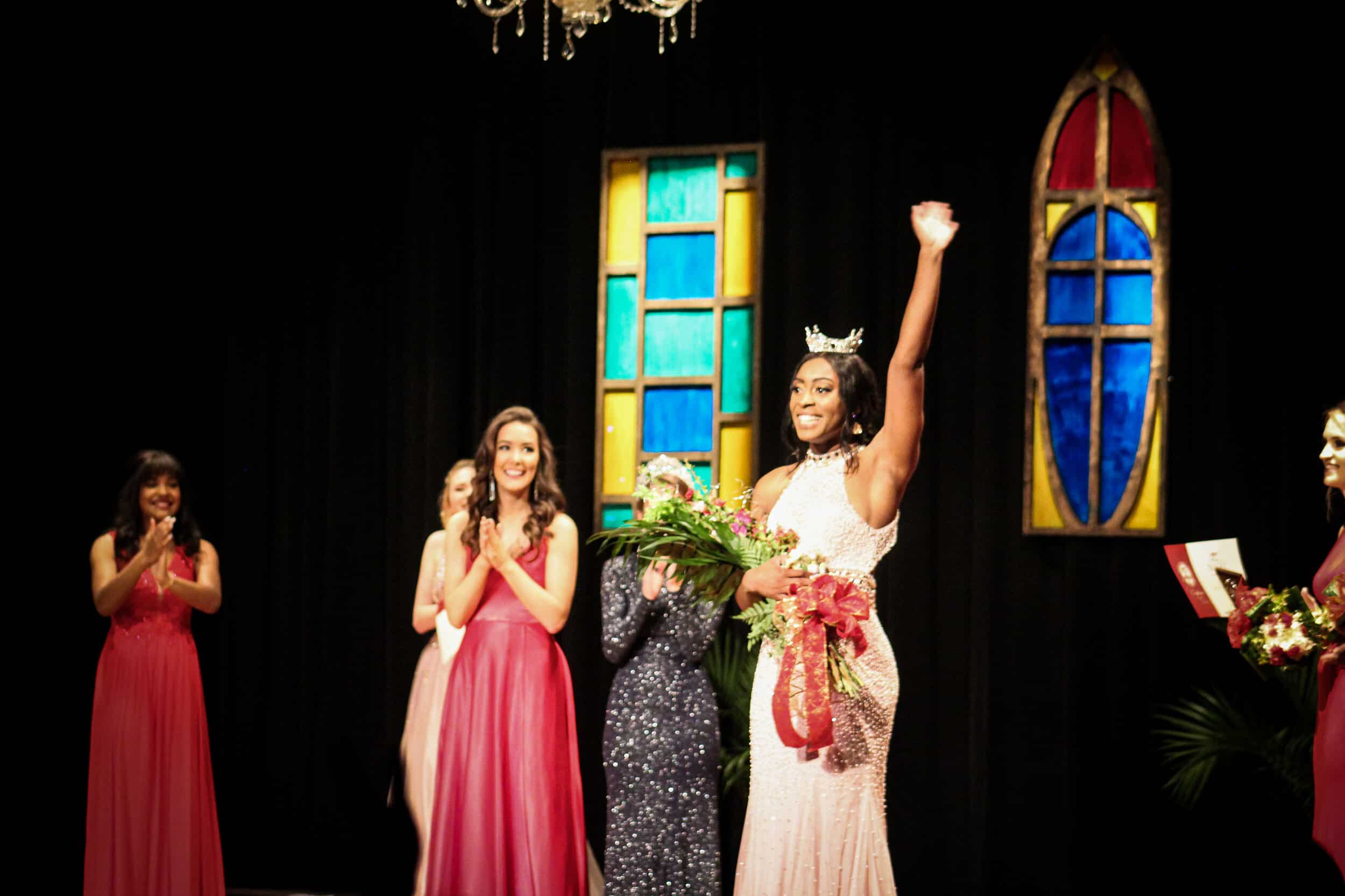 Kasie Thomas, Miss NGU, waving to the crowd after she is crowned.