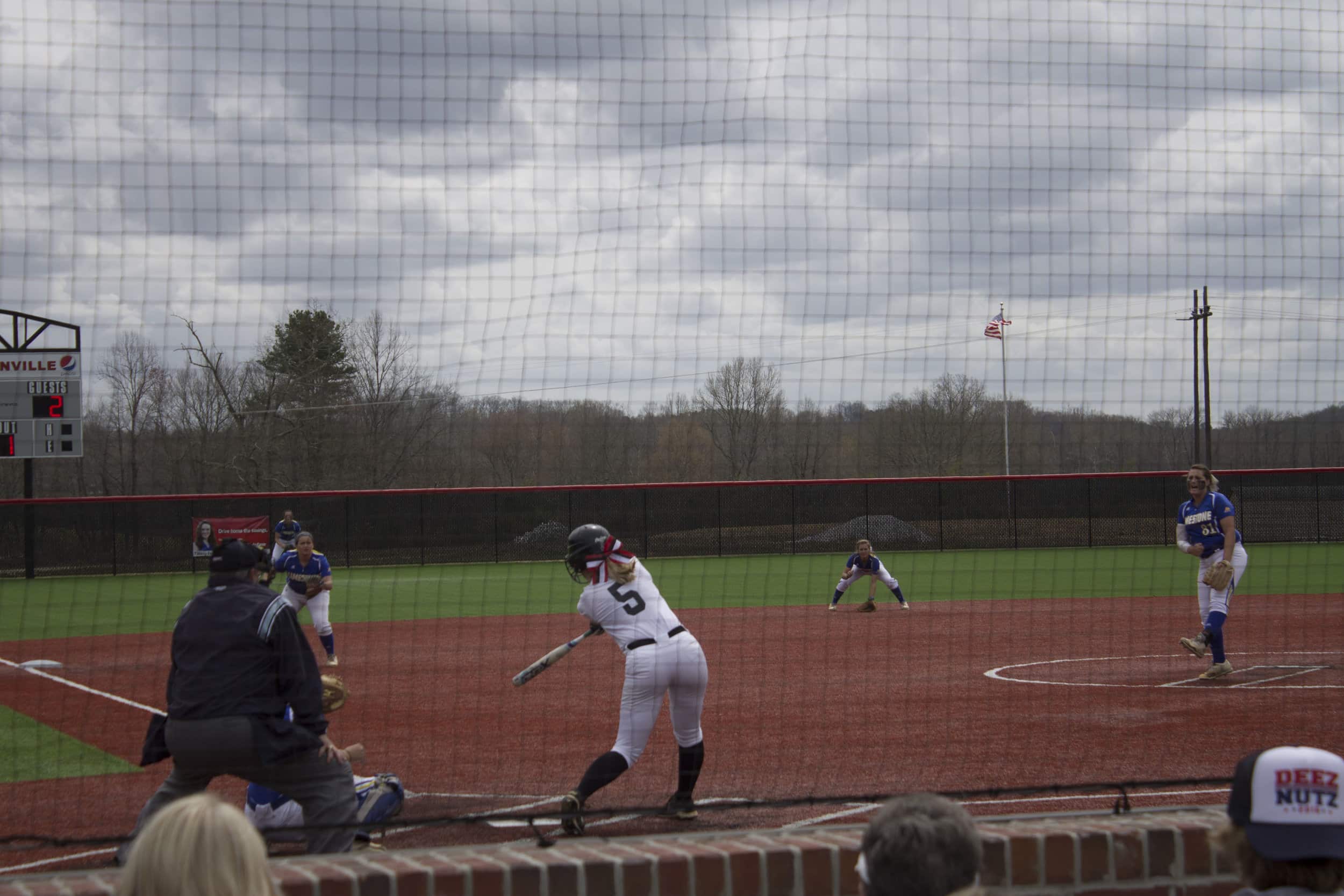 Junior, Grace DeBoer (5) swings at a pitch during the second inning of the Crusaders'&nbsp;matchup against Limestone.