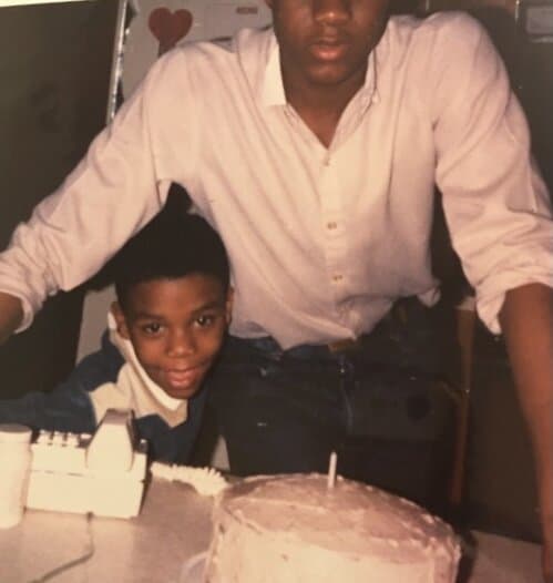 Chadwick (left) and Derrick Boseman (right) celebrate a birthday together. (Image courtesy of Derrick Boseman)