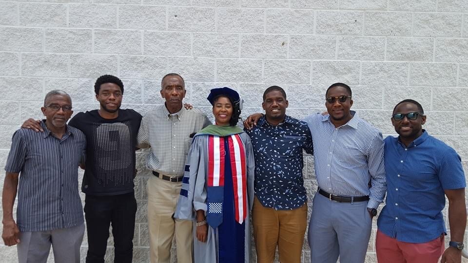 Chadwick (second from left) and Derrick (second from right) pose with family members. (image courtesy of Derrick Boseman)