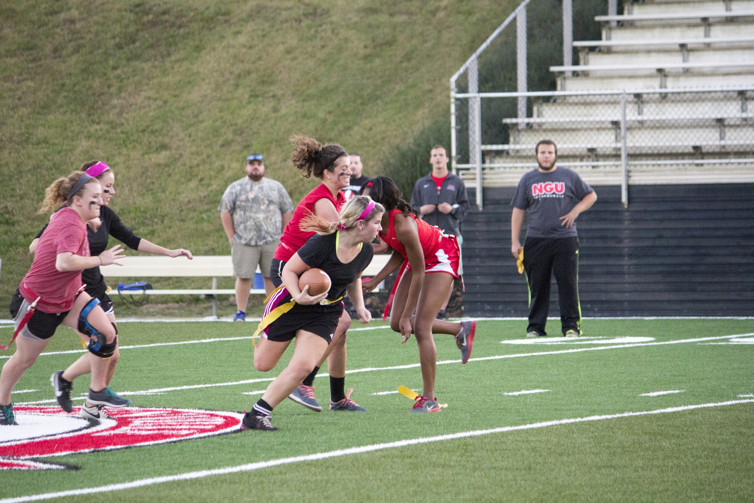  Junior Alexandria Cloer tries to sneak past her rival senior players.&nbsp; 