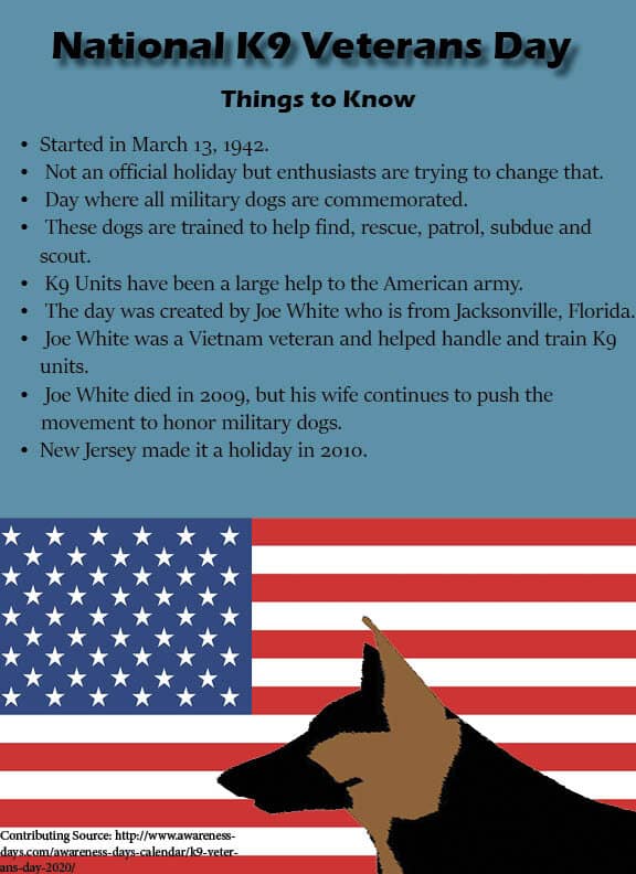 Here are some fun facts about the history of national K9 Veterans Day.