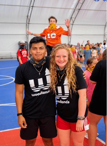 Tyler Hudson photo bombs Joseph Castillo and Caroline Helms as their photo is taken in the gym while playing sports with students. Photo courtesy of Joseph Castillo.