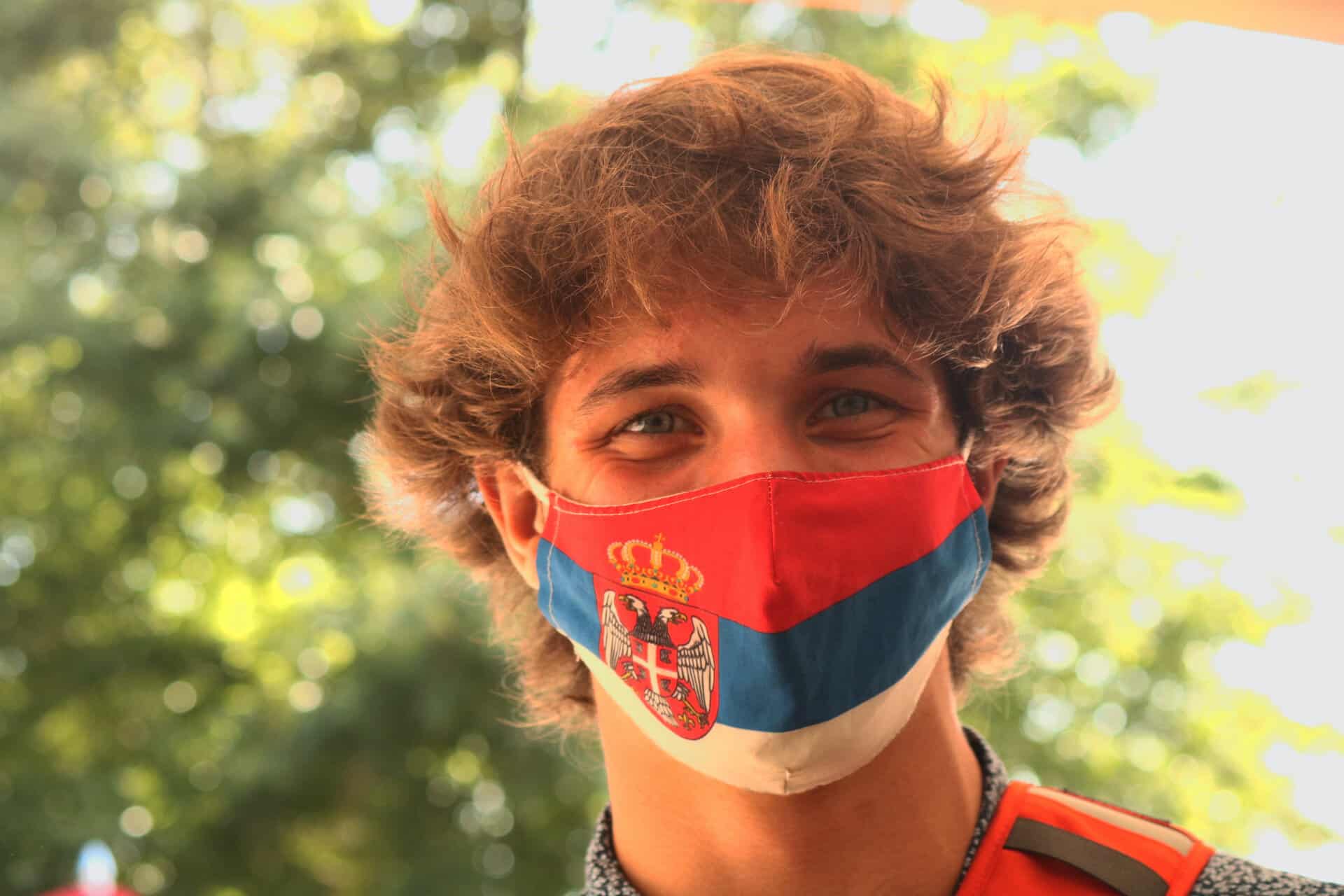 Dayne Hepner, freshman, is an International Business major. His mask is from Serbia where he grew up.