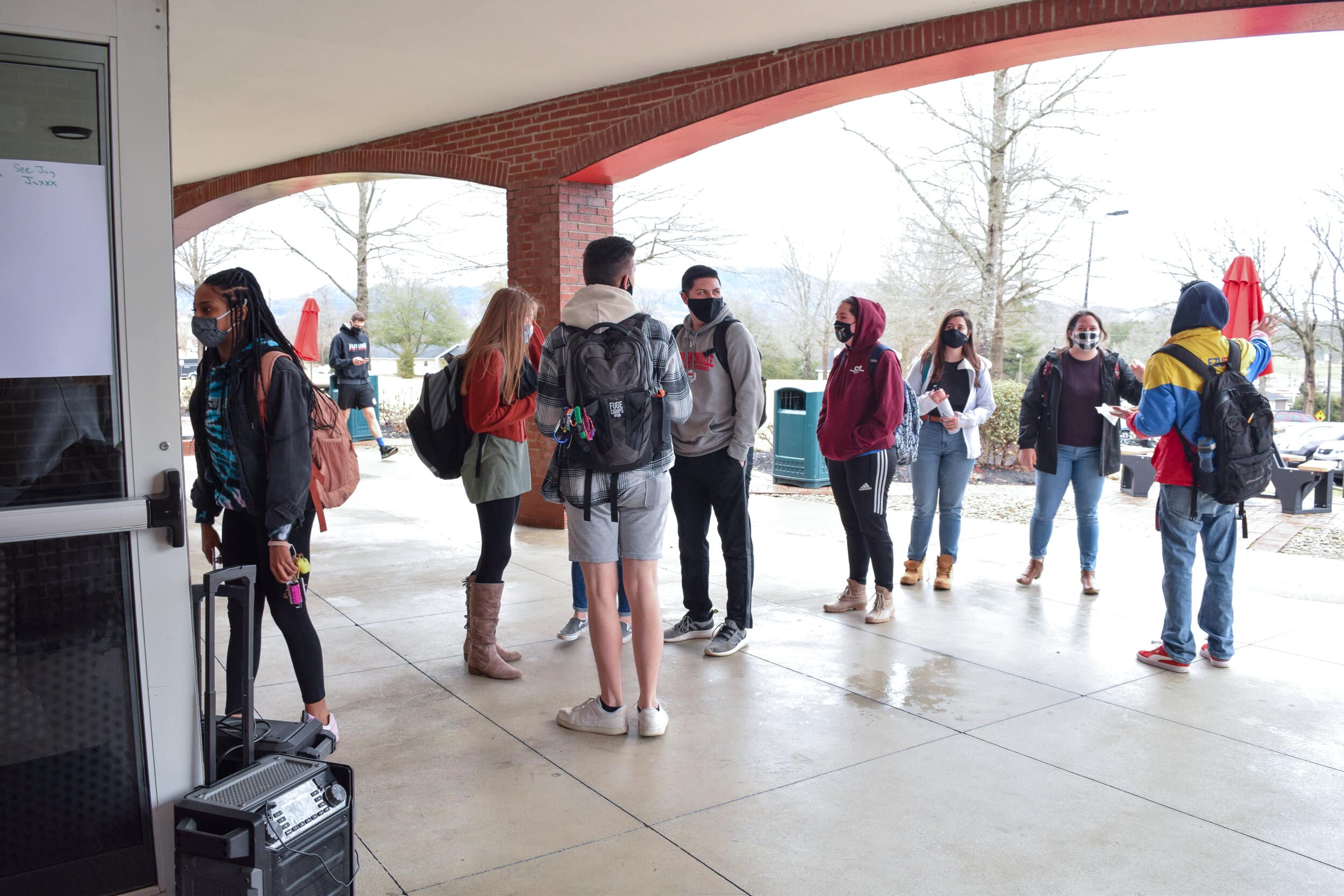 Students wait in line for Treat Yourself Thursday at NGU.