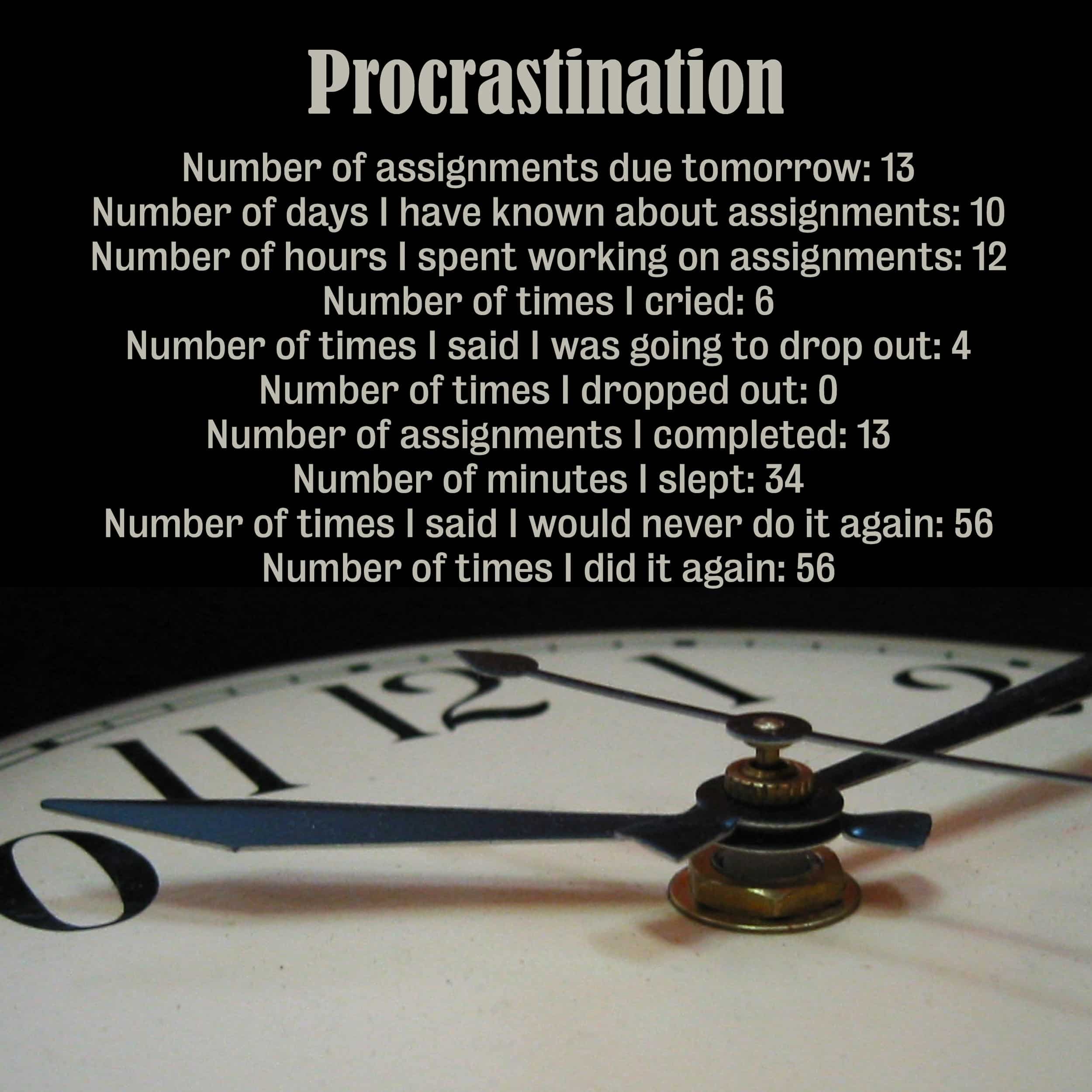 Procrastination statistics from last semester.