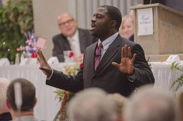 Dantzler speaking at the Mayors Prayer Breakfast in Asheboro, N.C. (image courtesy of Woody Dantzler)