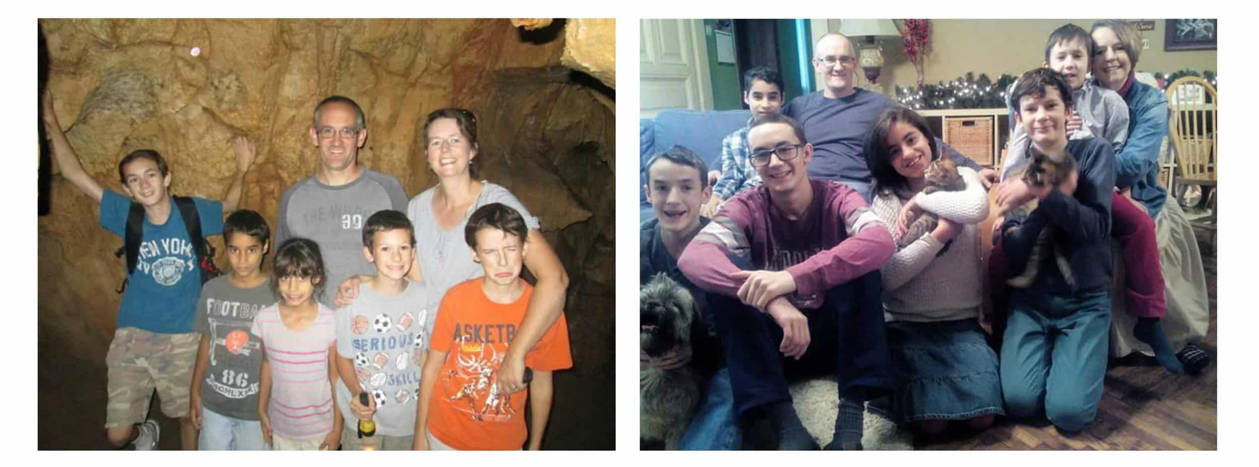 Howerton and his family: Left-five years ago; Right-Christmas 2015