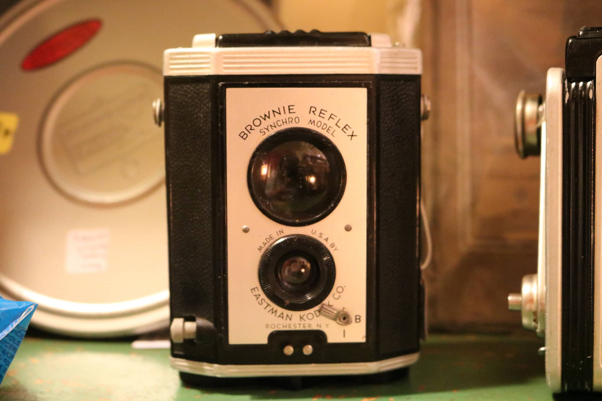 An old Kodak Brownie Reflex camera from the 1940s-1950s for sale (I actually bought this one because its really cool).