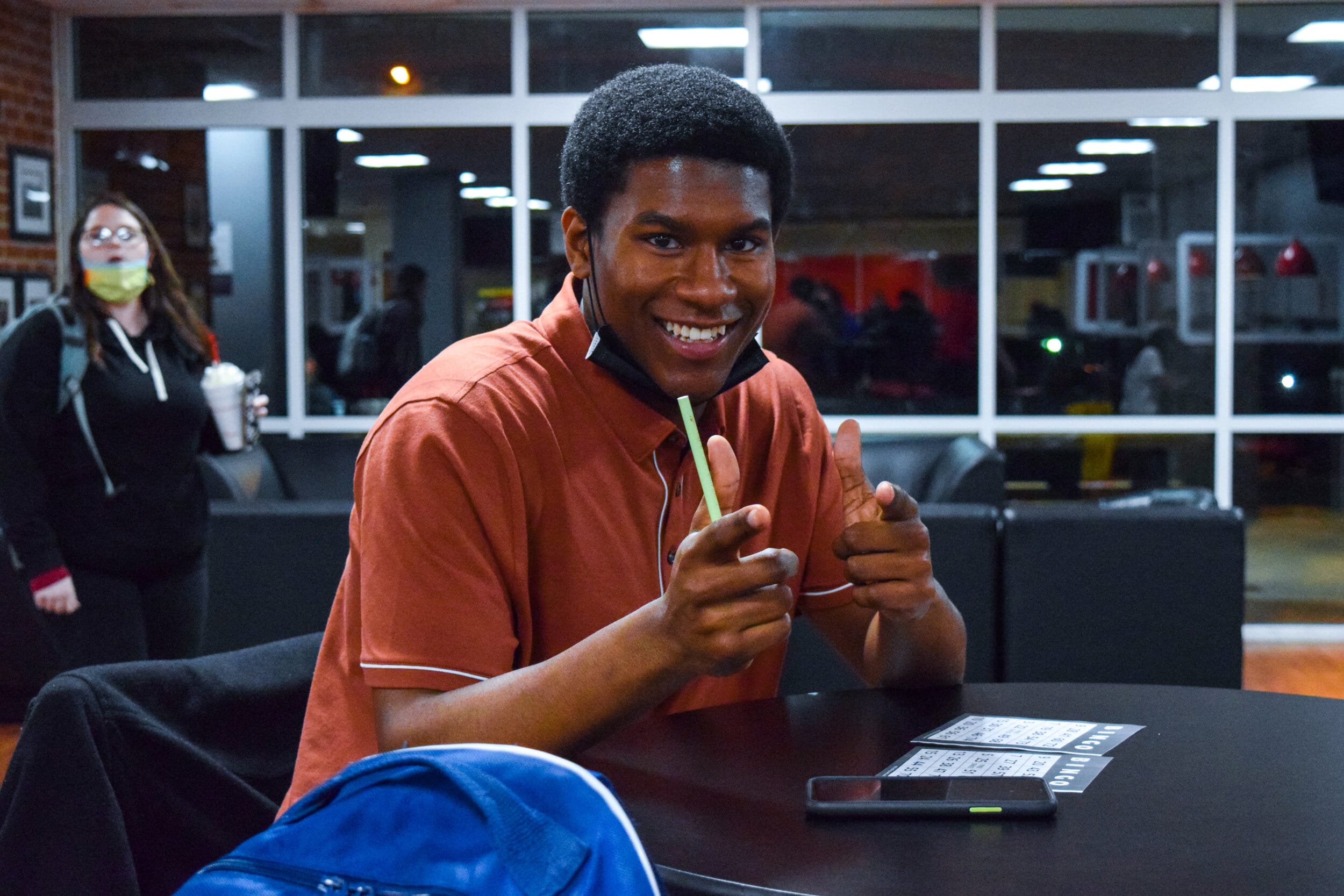 Jameson Butler, junior Christian Studies major, is having fun at bingo.&nbsp;