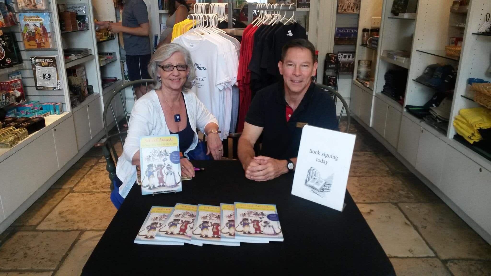 MaryAnn Solesbee, author, and Tony Waters, illustrator, at a book signing for one of the historical fiction books in Charleston, S.C.