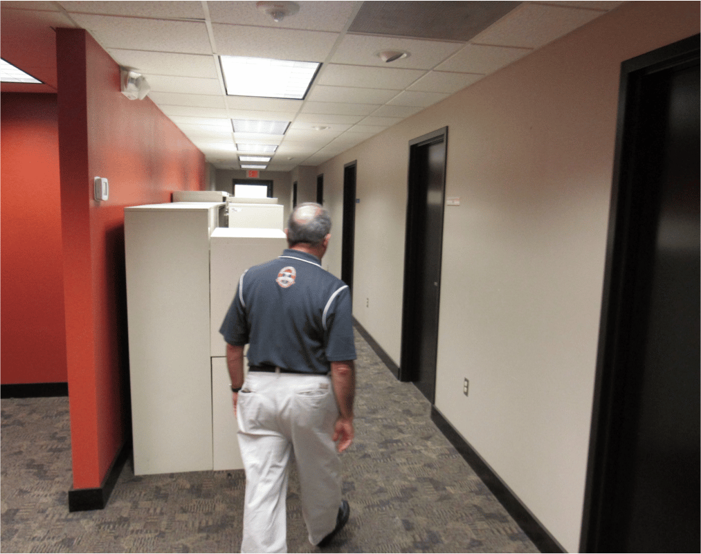Samuel Isgett gives a tour of the new campus.