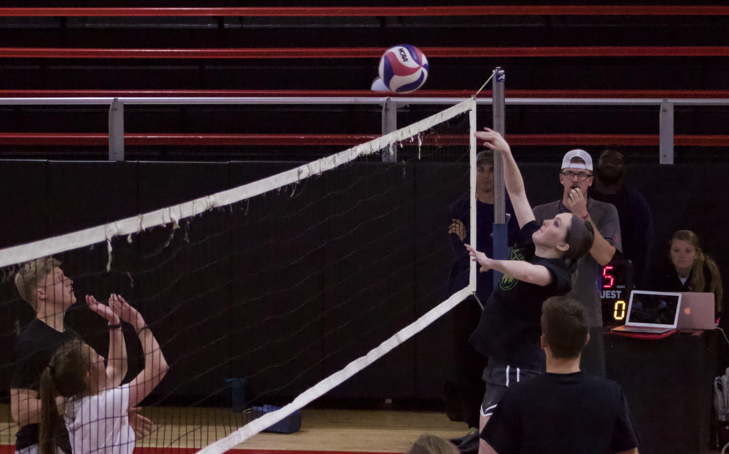 Kailyn Horn spikes the ball over the net for the point.&nbsp;