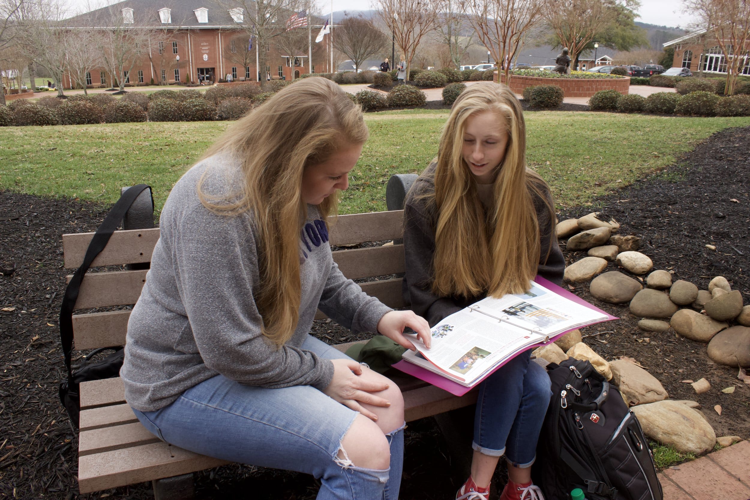 Sophomores Bethany Nelson and Macy Cochran study for a Spanish test.&nbsp;
