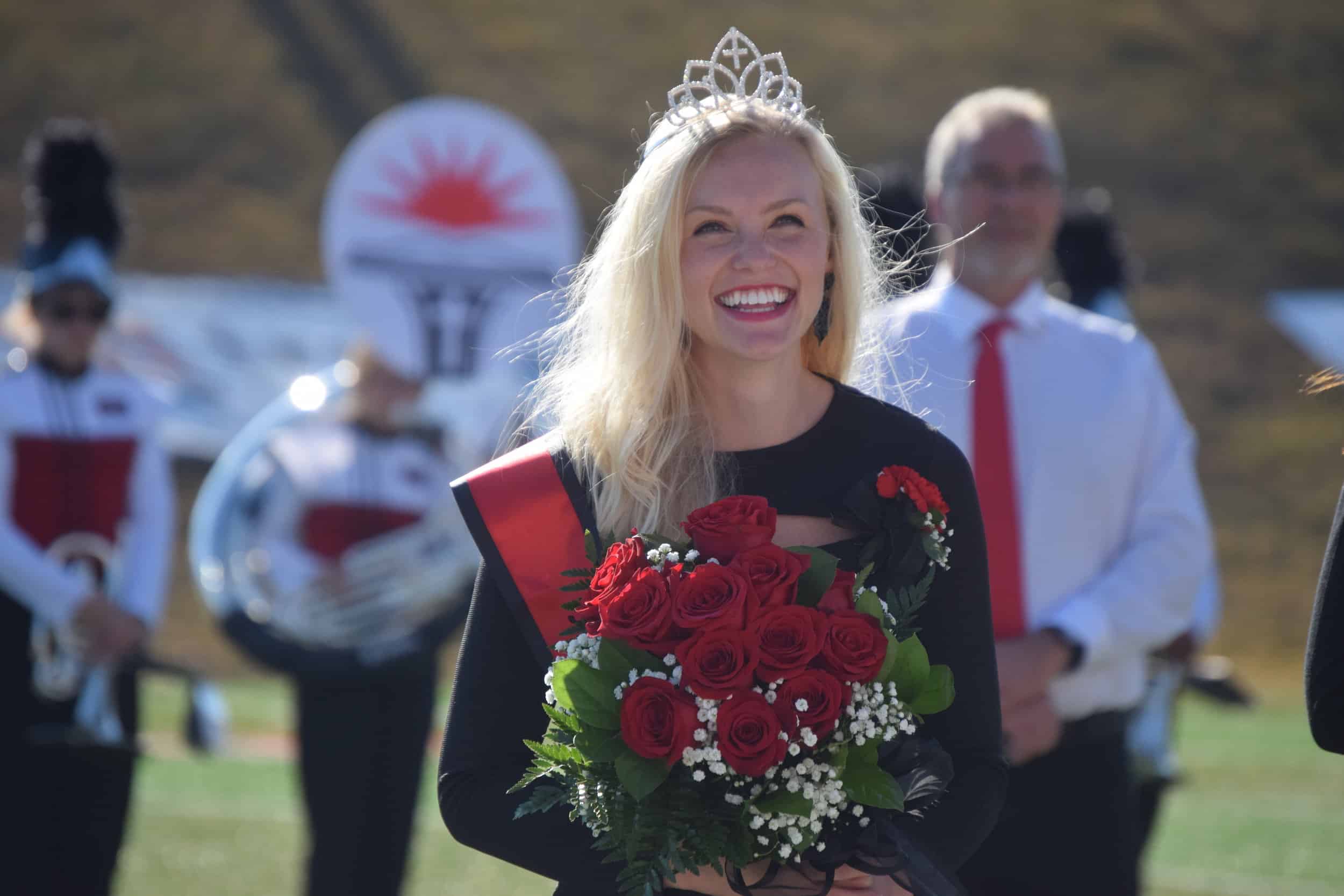 Stevie Martin shows her excitement after being crowned Homecoming Queen.