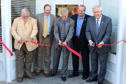 Photo Courtesy of North Greenville UniversityDr. Jimmy Epting cuts the ribbon to open the new location of Ameris Bank on the campus of North Greenville University.