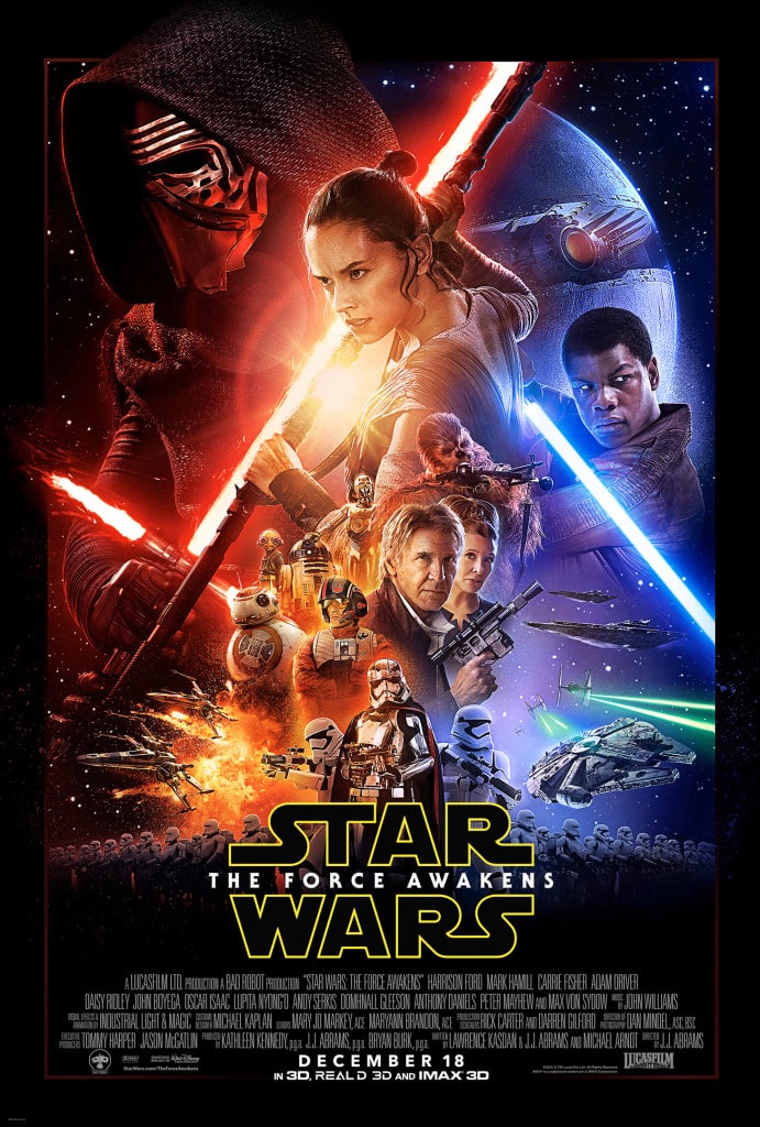 The newly released theatrical poster for Star Wars: The Force Awakens. Retrieved from starwars.com.